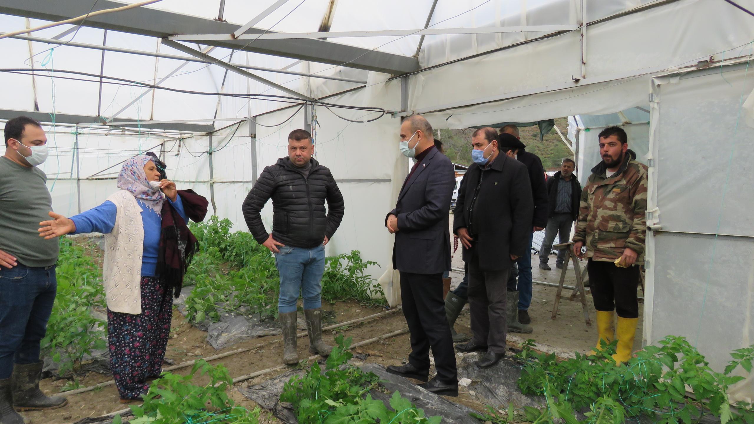 BAŞKAN UZUNDEMİR, ZARAR GÖREN SERALARI İNCELEDİ