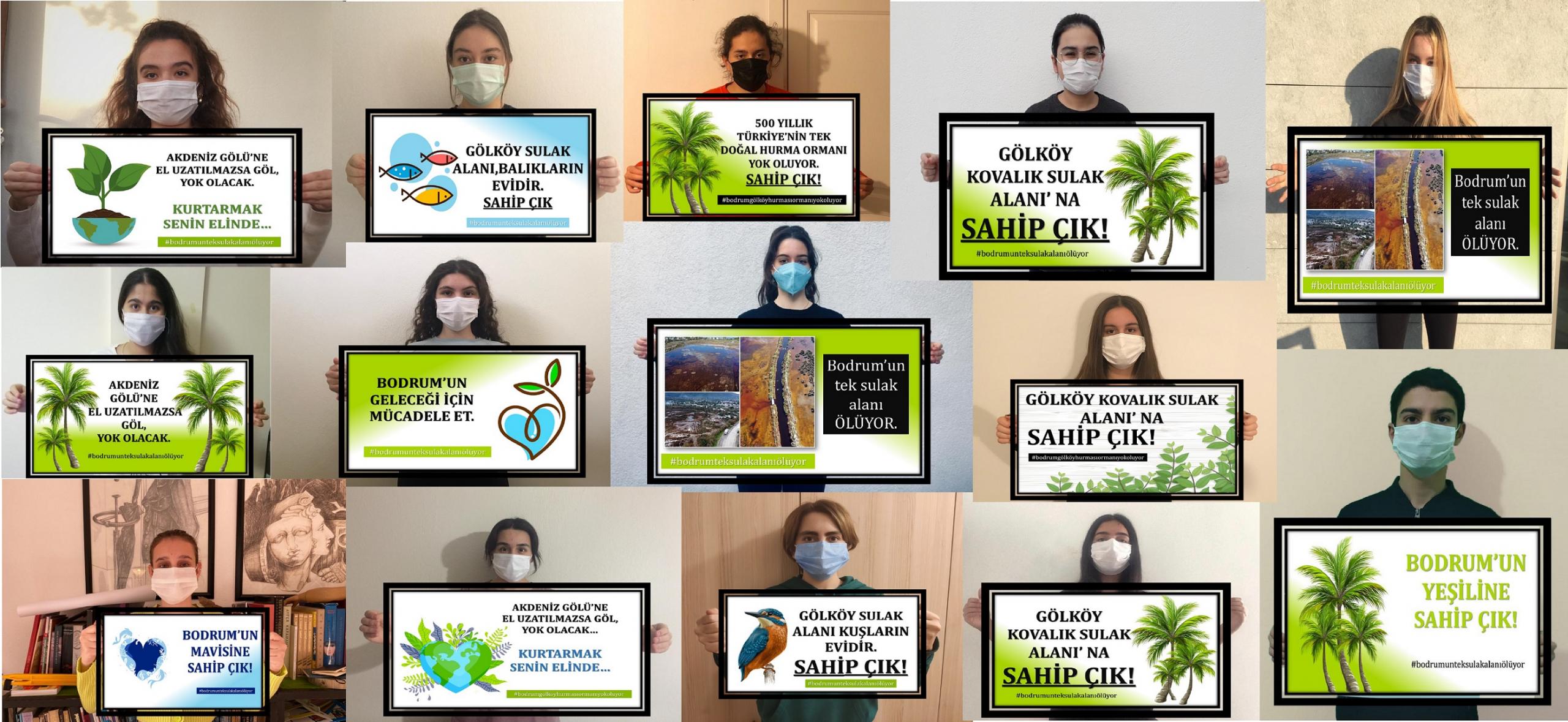 öğrenciler sulak alanın korunması için imza kampanyası başlattı