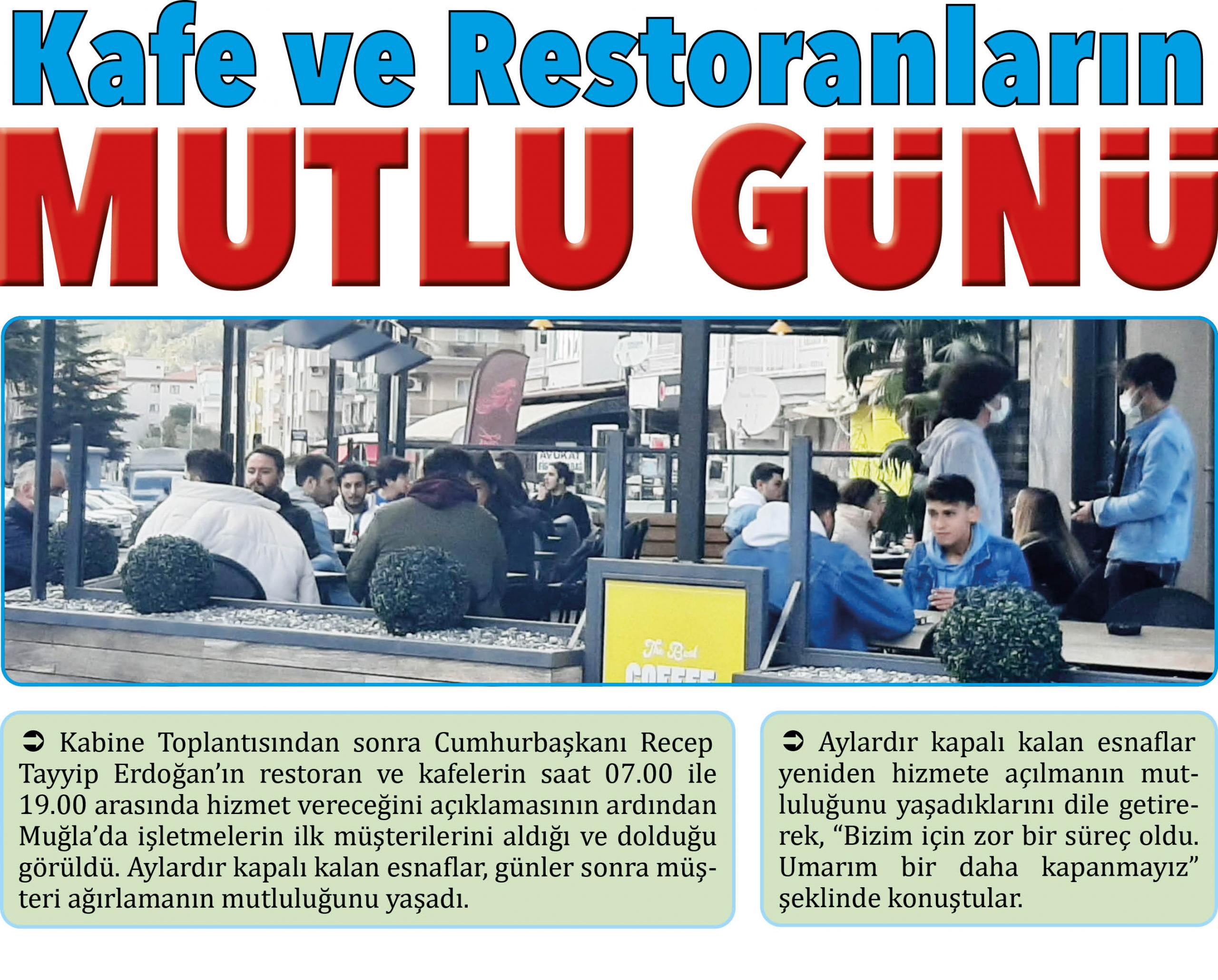 Kafe ve Restoranların  MUTLU GÜNÜ
