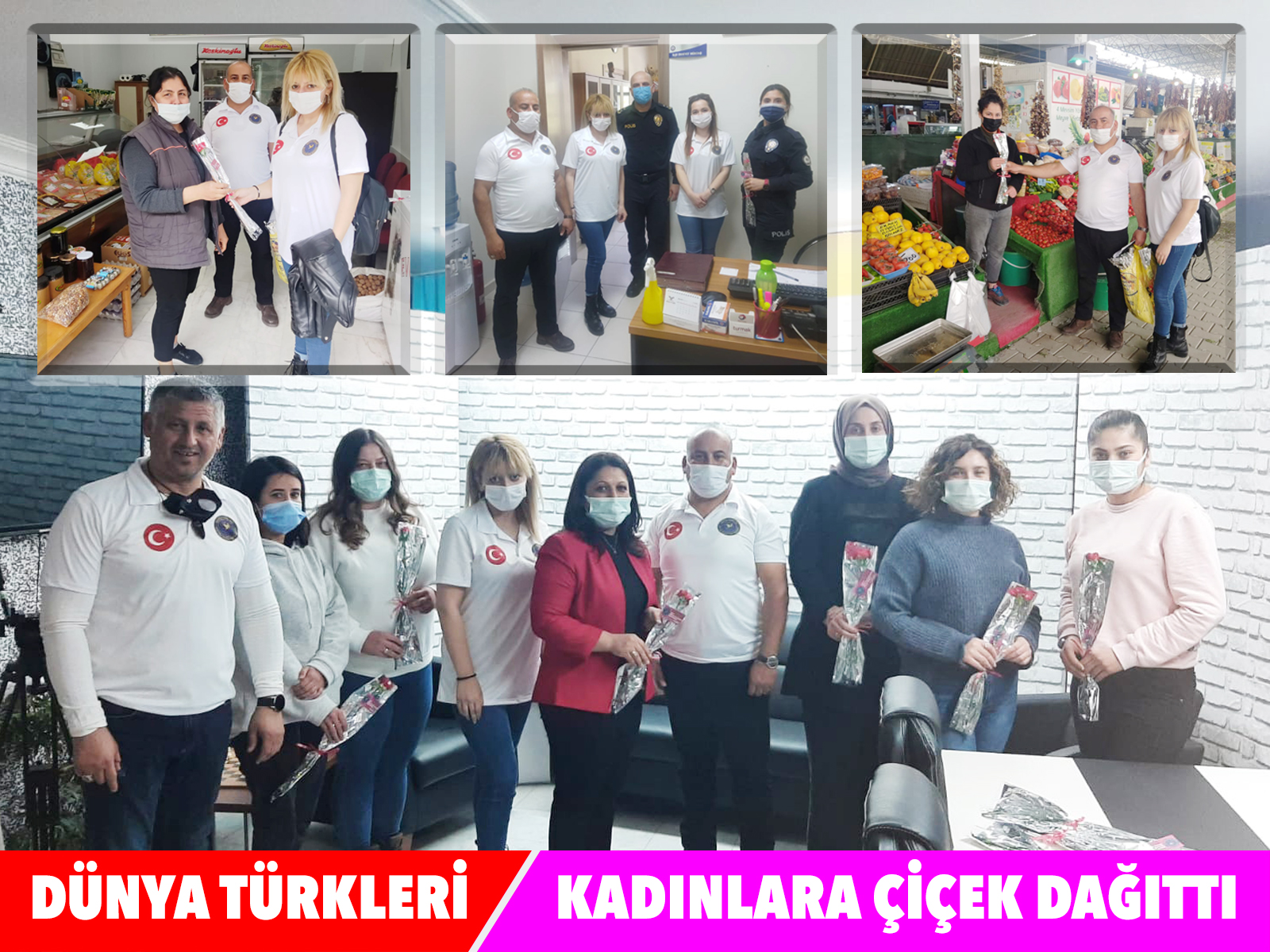Dünya Türkleri kadınlara çiçek dağıttı