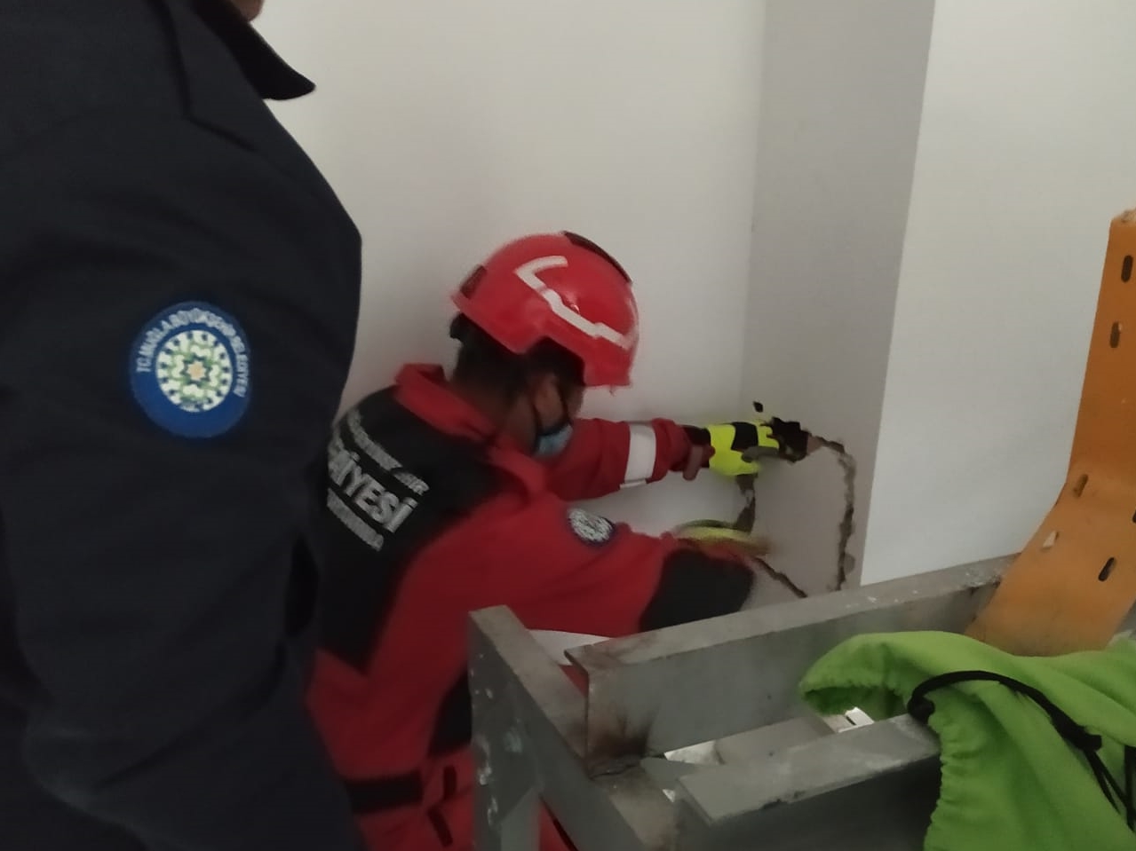 Bacada mahsur kalan kedi kurtarıldı