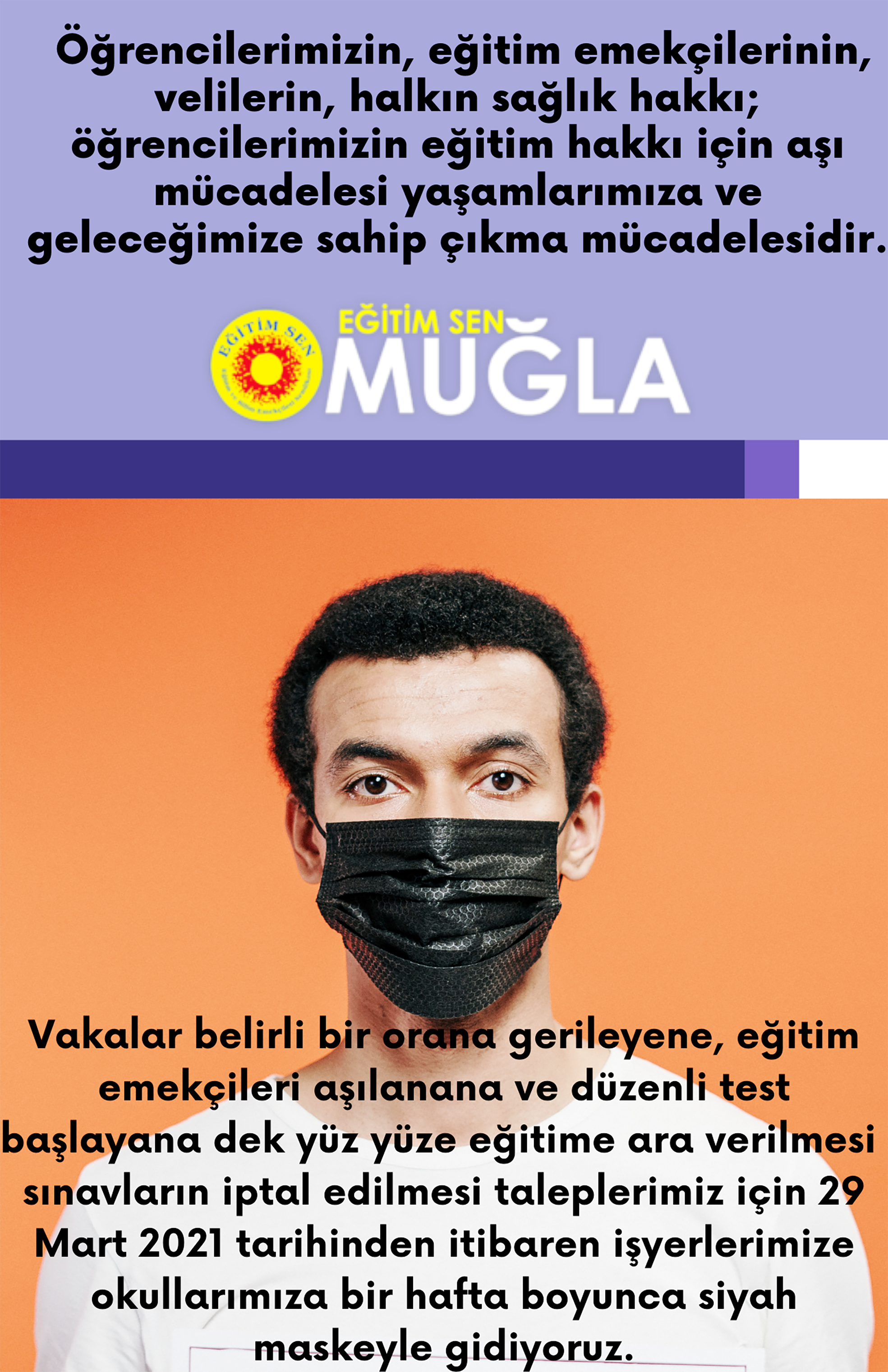 EĞİTİM SEN’DEN SİYAH MASKE TEPKİSİ