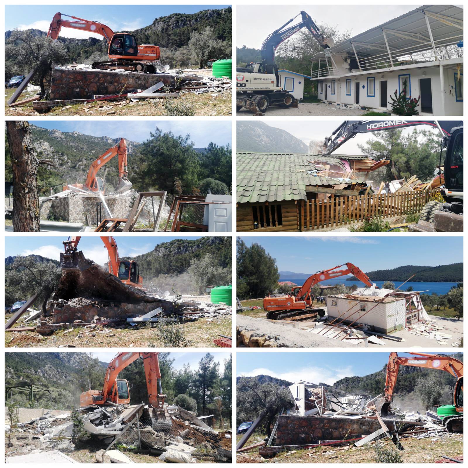 AKBÜK KOYU’NDA KAÇAK YAPILARIN 1. ETAP YIKIMLARI TAMAMLANDI