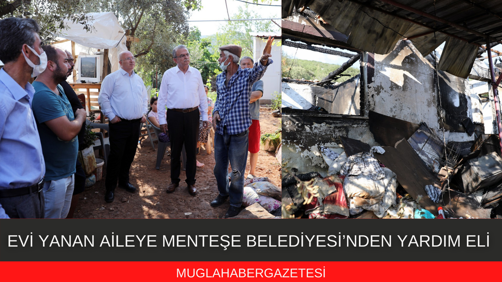 EVİ YANAN AİLEYE MENTEŞE BELEDİYESİ’NDEN YARDIM ELİ