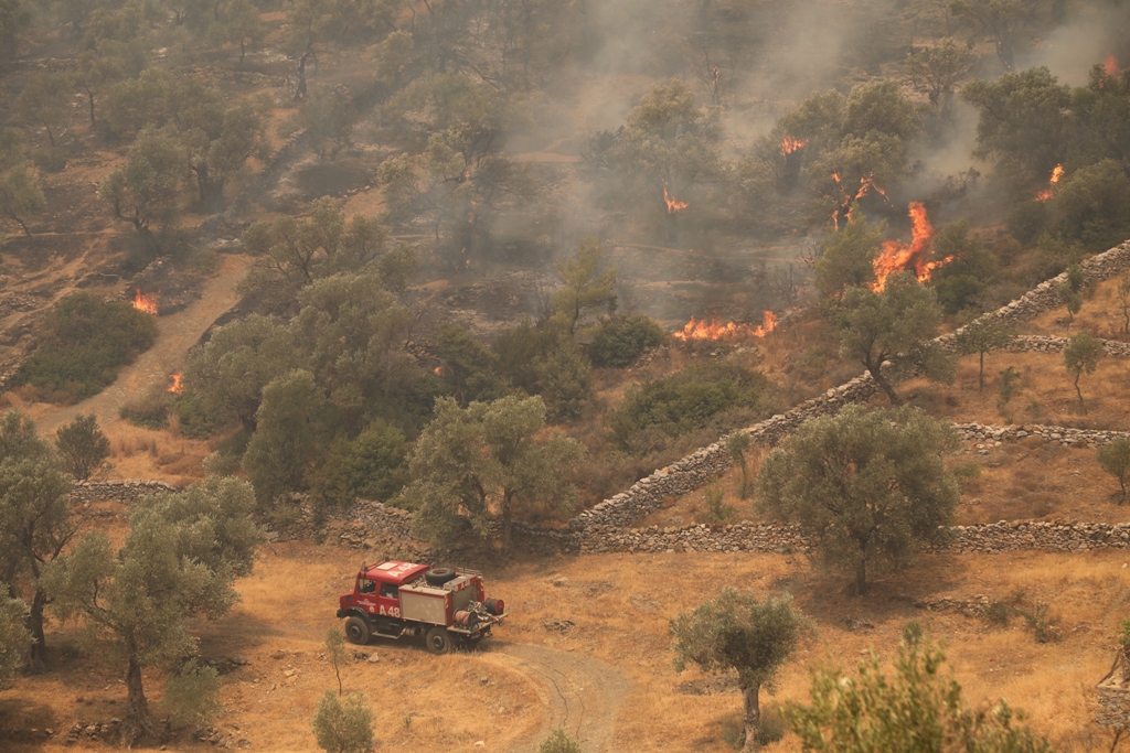 BODRUM BELEDİYESİ YANGIN YERİNDE, MÜCADELE SÜRÜYOR