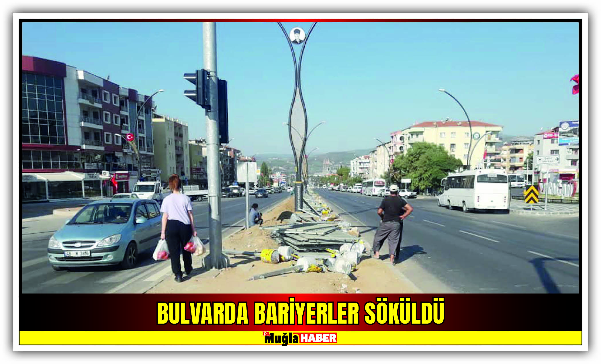 BULVARDA BARİYERLER SÖKÜLDÜ