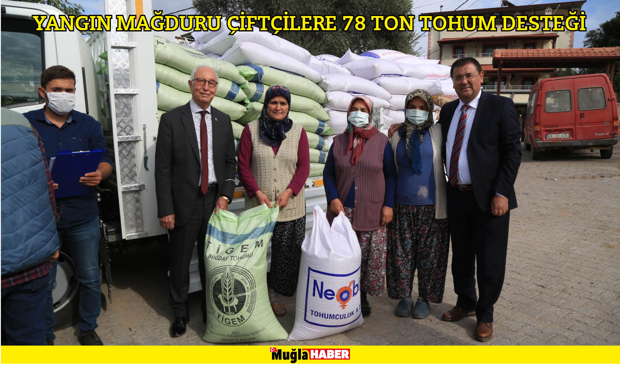 YANGIN MAĞDURU ÇİFTÇİLERE 78 TON TOHUM DESTEĞİ