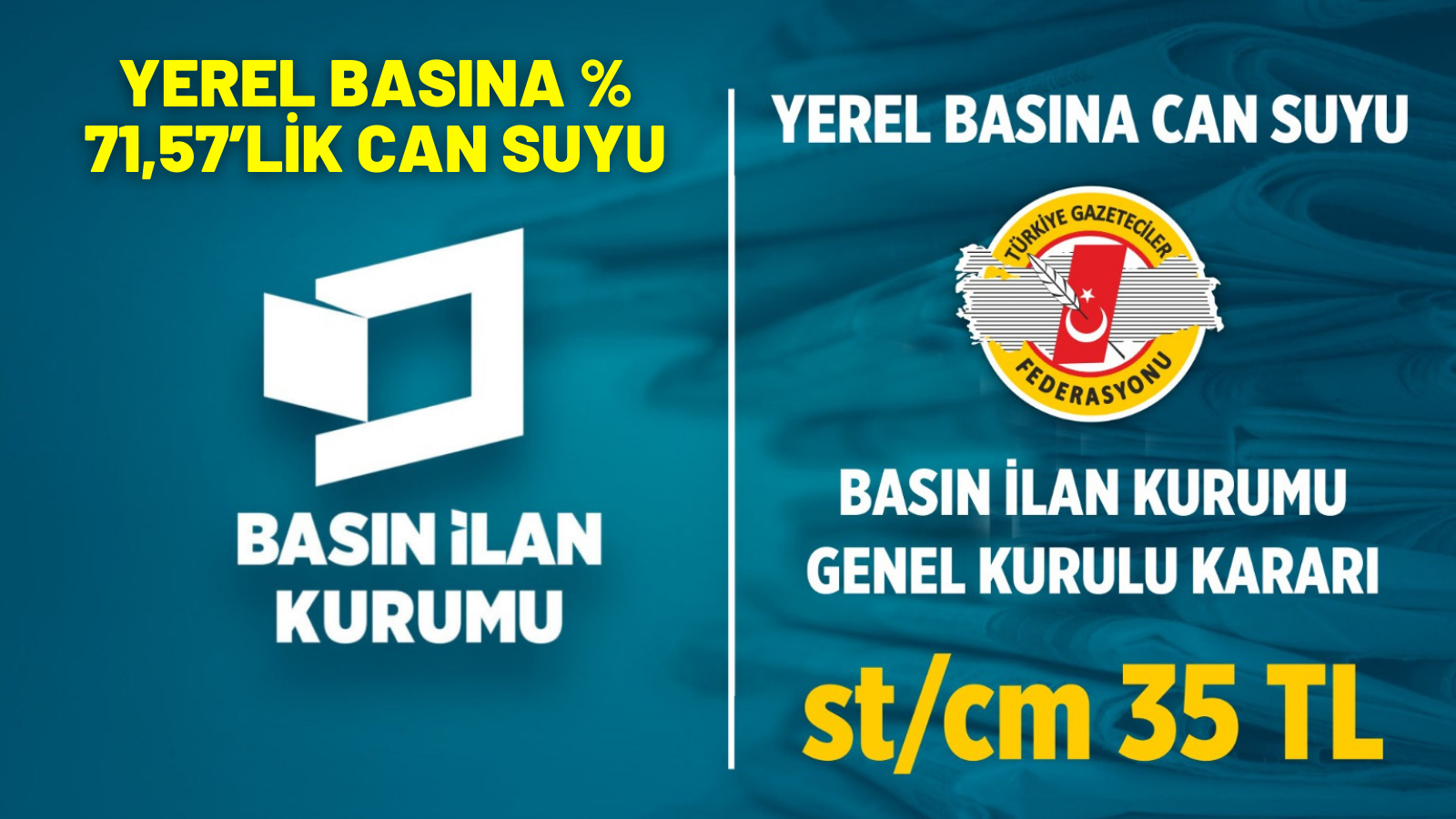 YEREL BASINA % 71,57’LİK CAN SUYU