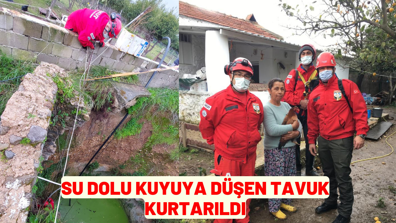 su dolu kuyuya düşen tavuk kurtarıldı