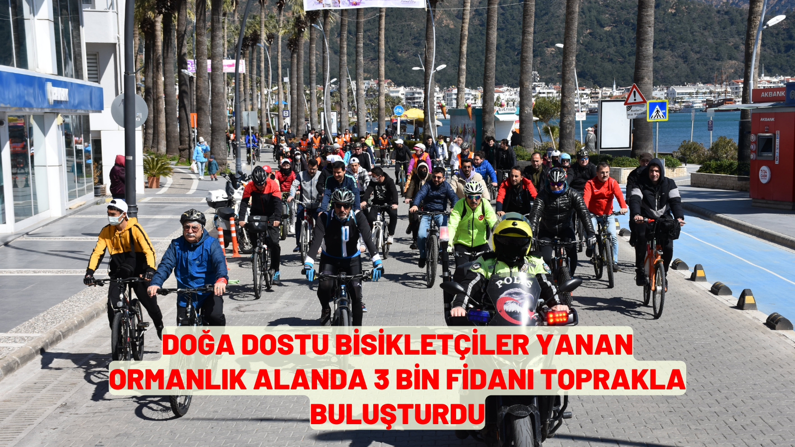 Doğa dostu bisikletçiler yanan ormanlık alanda 3 bin fidanı toprakla buluşturdu