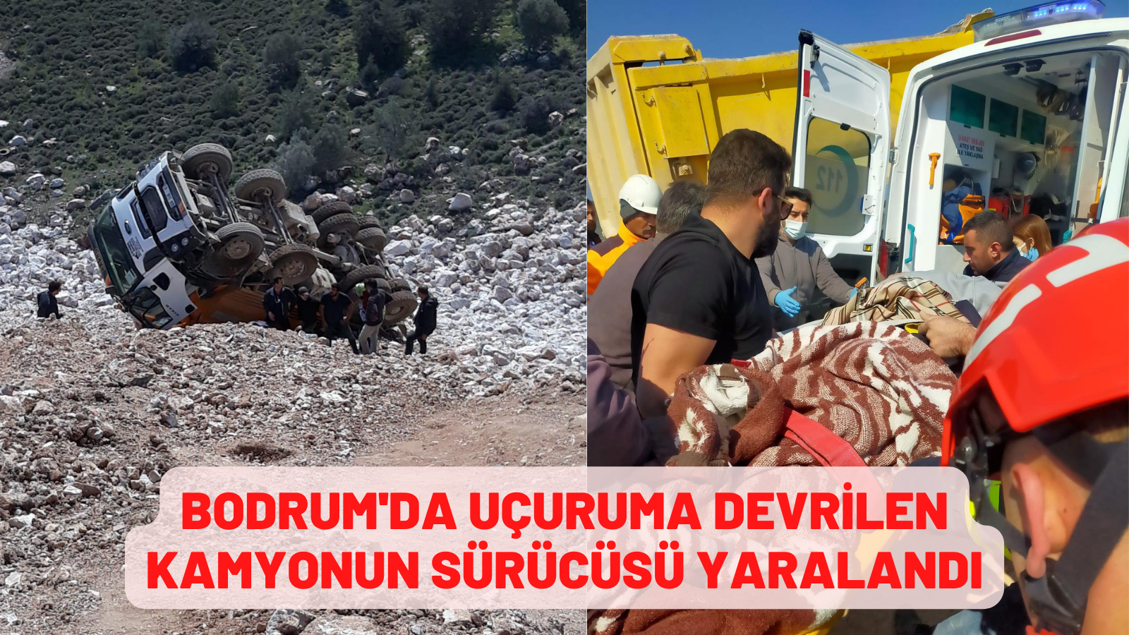 Uçuruma devrilen kamyonun sürücüsü yaralandı