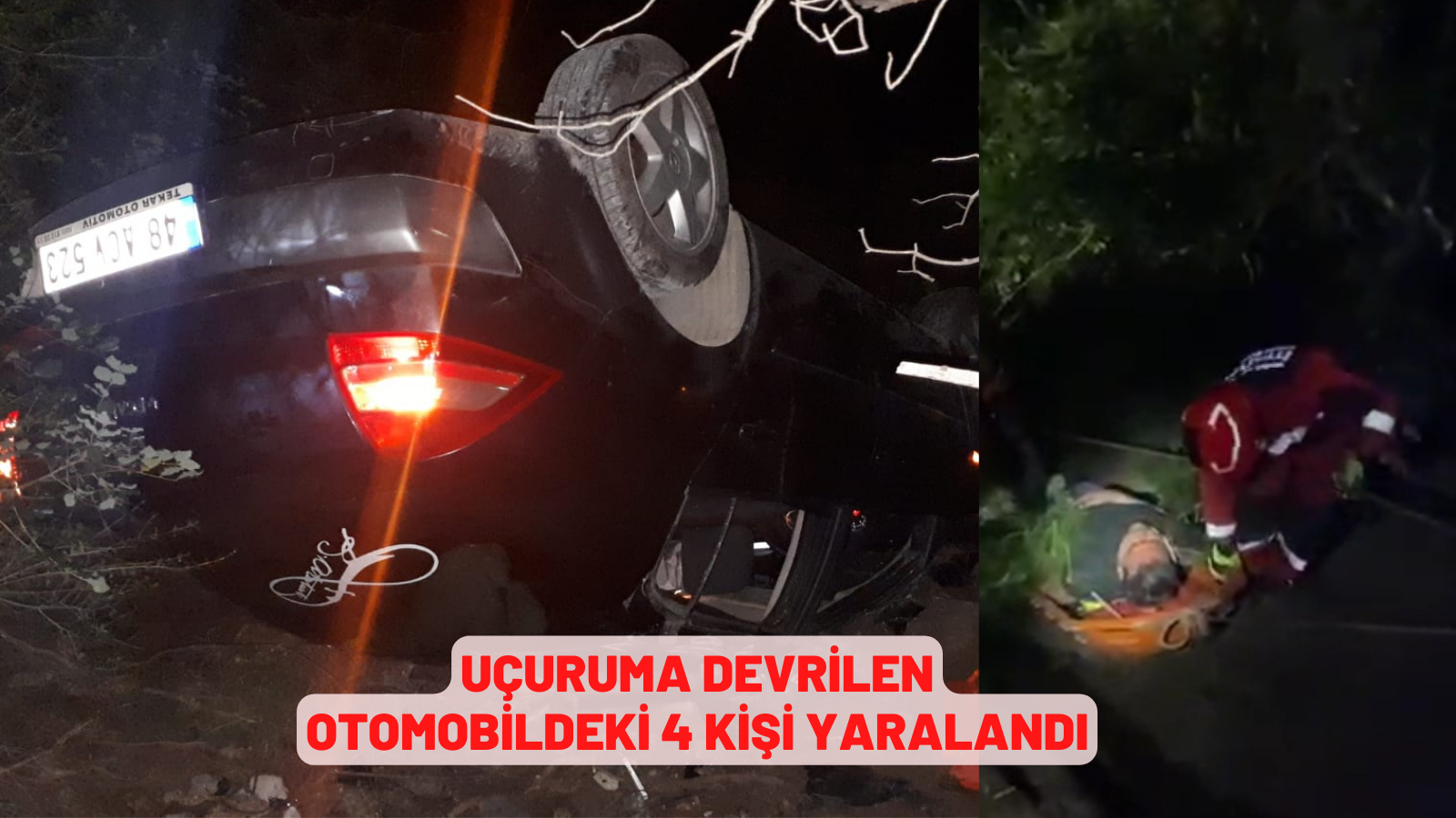 uçuruma devrilen otomobildeki 4 kişi yaralandı
