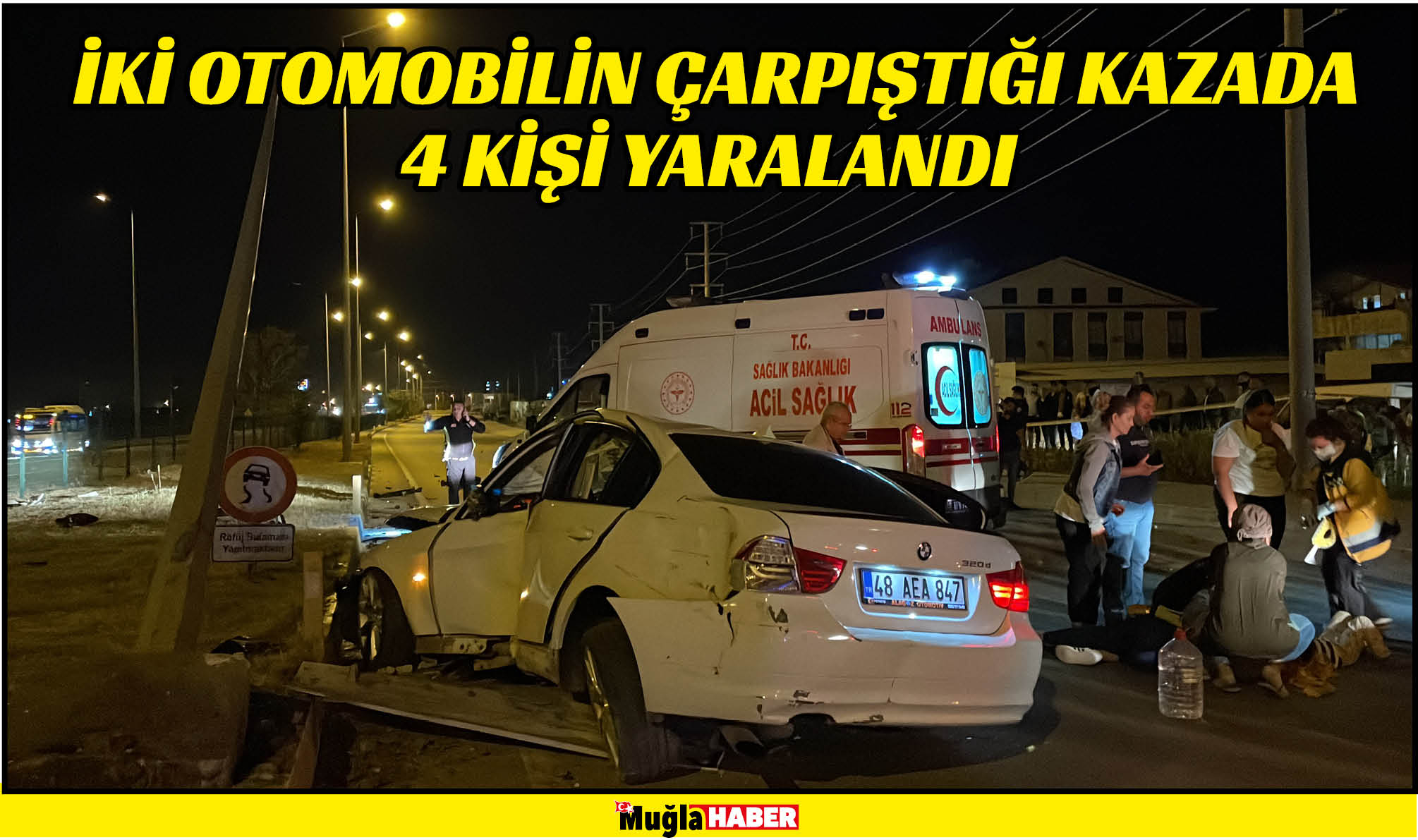 iki otomobilin çarpıştığı kazada 4 kişi yaralandı