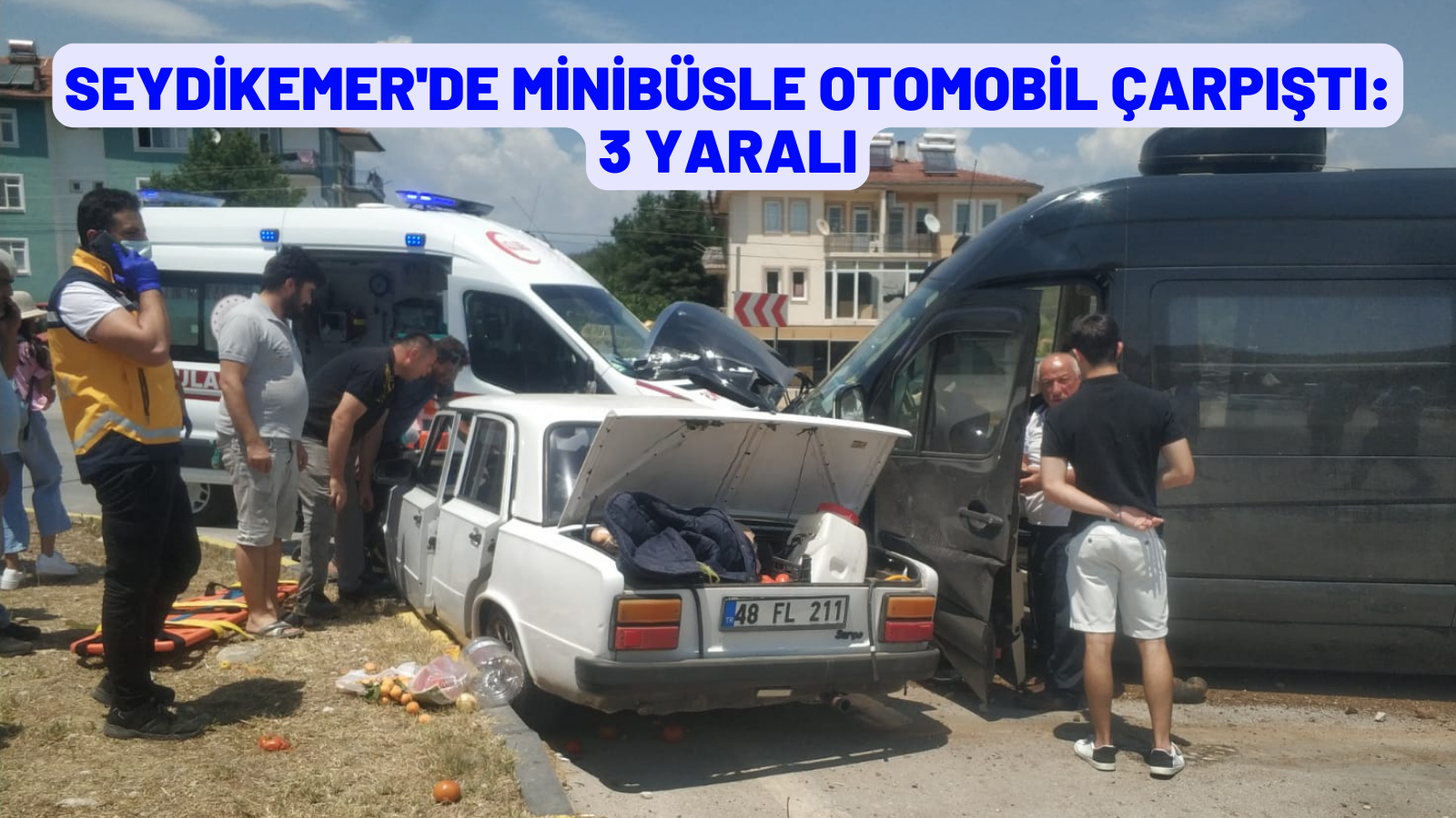 minibüsle otomobilin çarpışması sonucu 3 kişi yaralandı