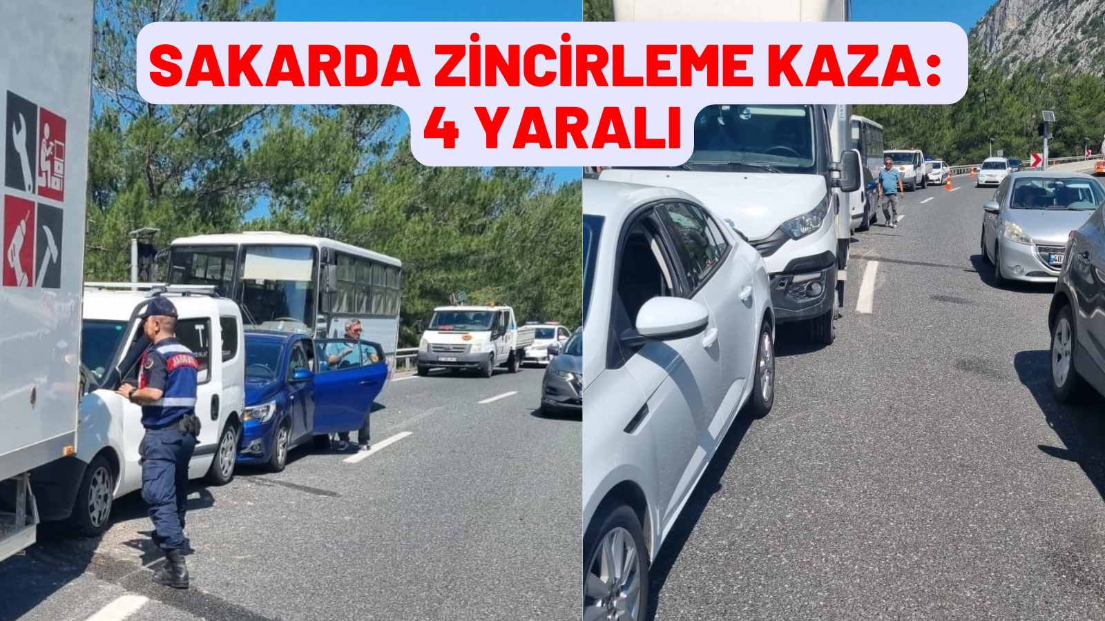 5 aracın karıştığı zincirleme kazada 4 kişi yaralandı