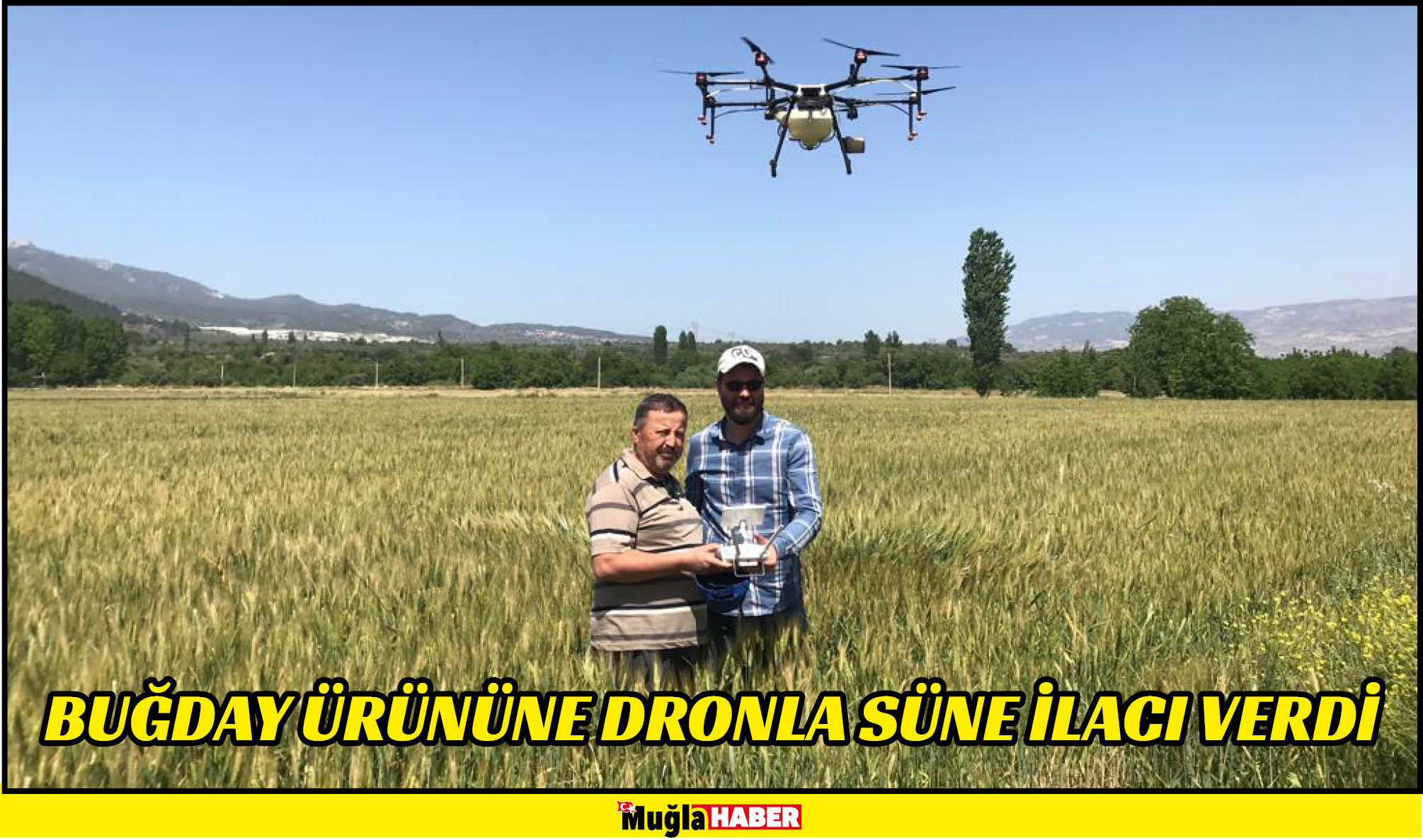 BUĞDAY ÜRÜNÜNE DRONLA SÜNE İLACI VERDİ