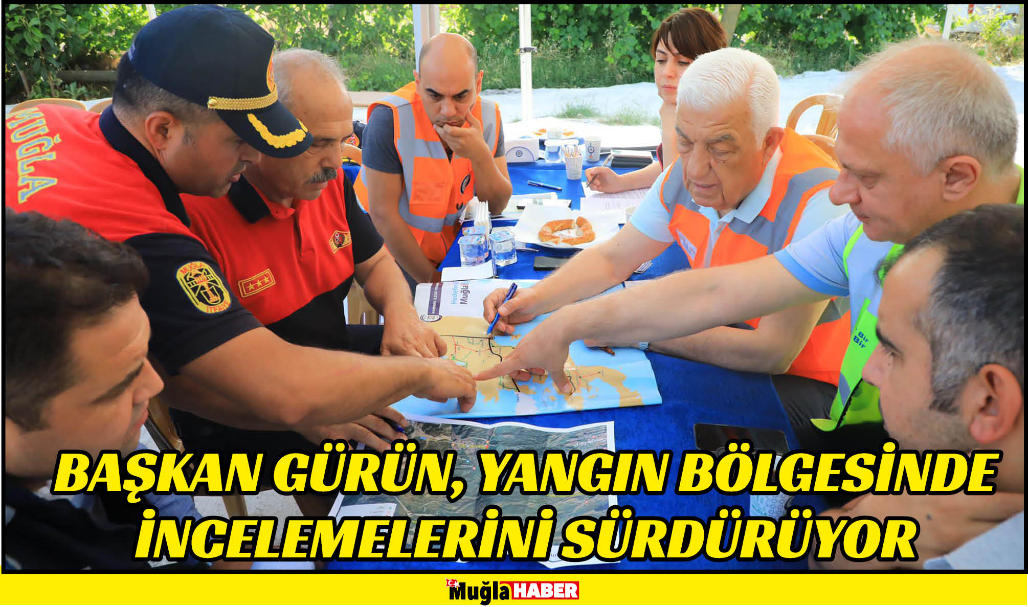 BAŞKAN GÜRÜN, YANGIN BÖLGESİNDE İNCELEMELERİNİ SÜRDÜRÜYOR