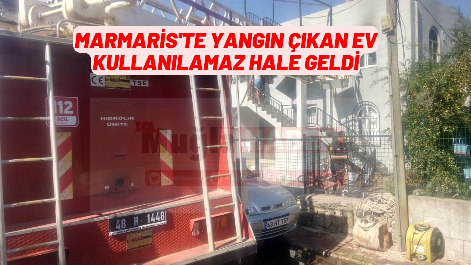 marmaris'te yangın çıkan ev kullanılamaz hale geldi