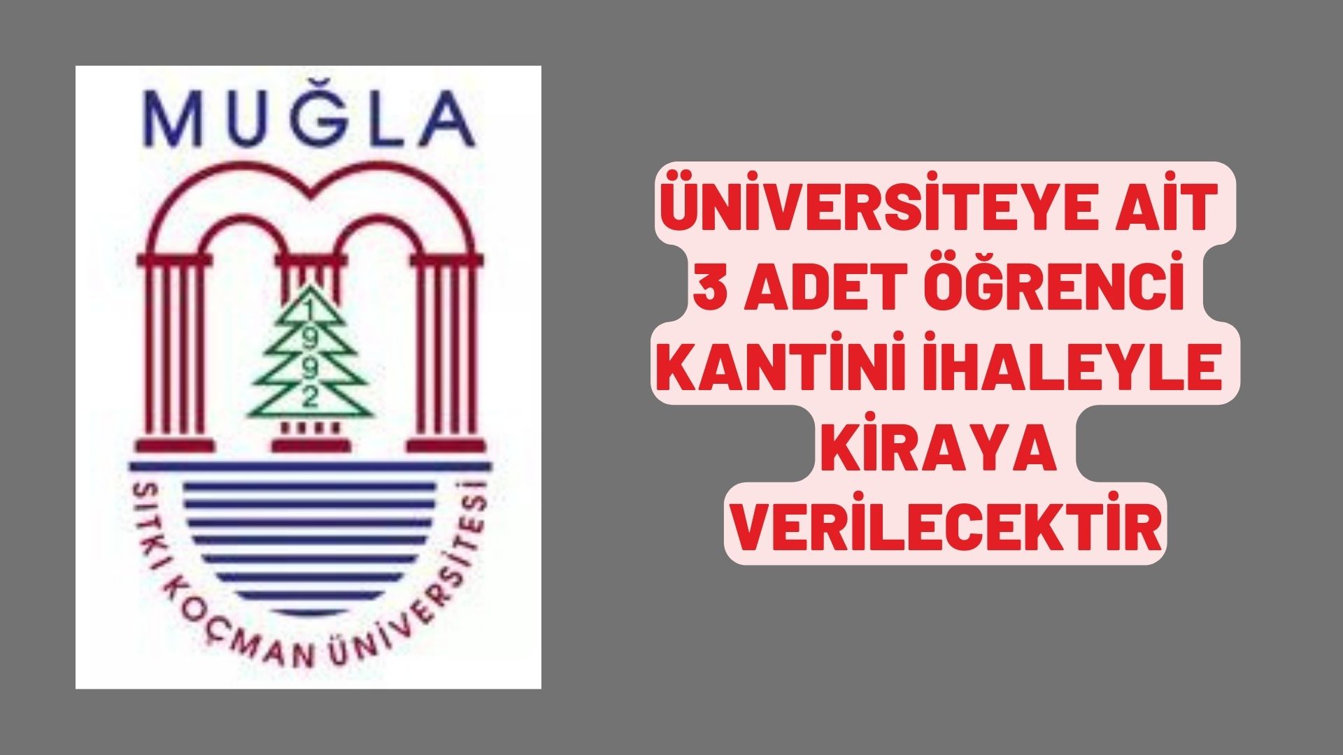 Üniversiteye ait 3 adet öğrenci kantini ihaleyle kiraya verilecektir.