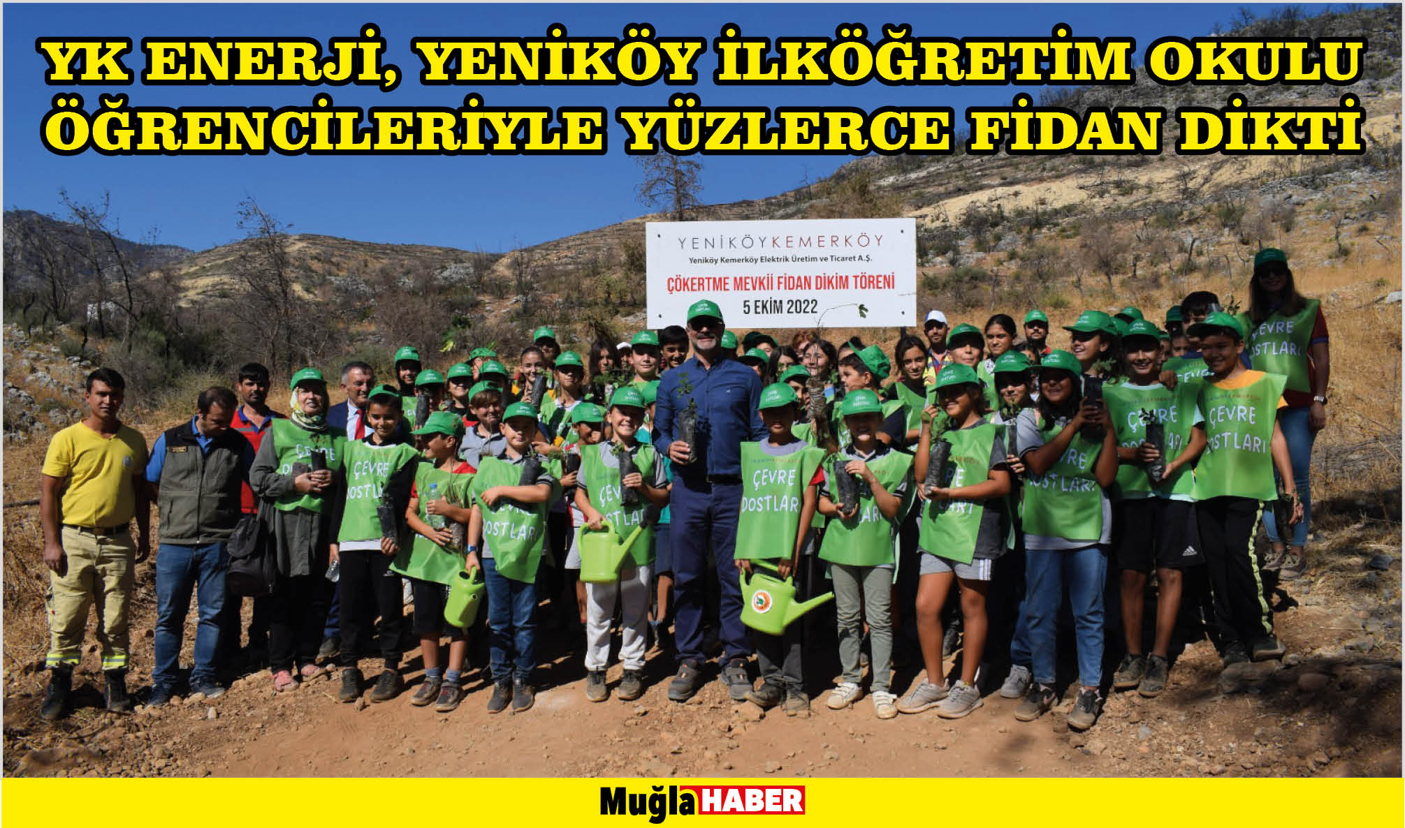 YK ENERJİ, YENİKÖY İLKÖĞRETİM OKULU ÖĞRENCİLERİYLE YÜZLERCE FİDAN DİKTİ