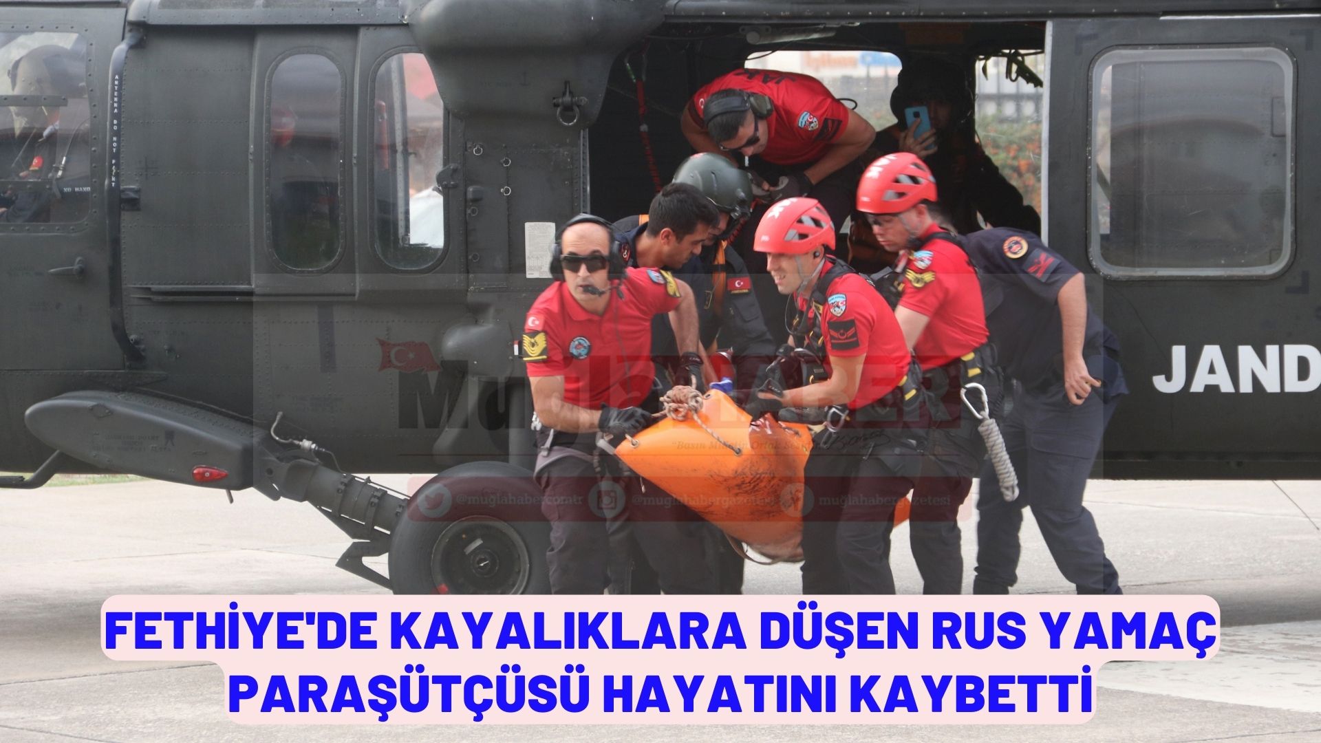 Fethiye'de kayalıklara düşen Rus yamaç paraşütçüsü hayatını kaybetti