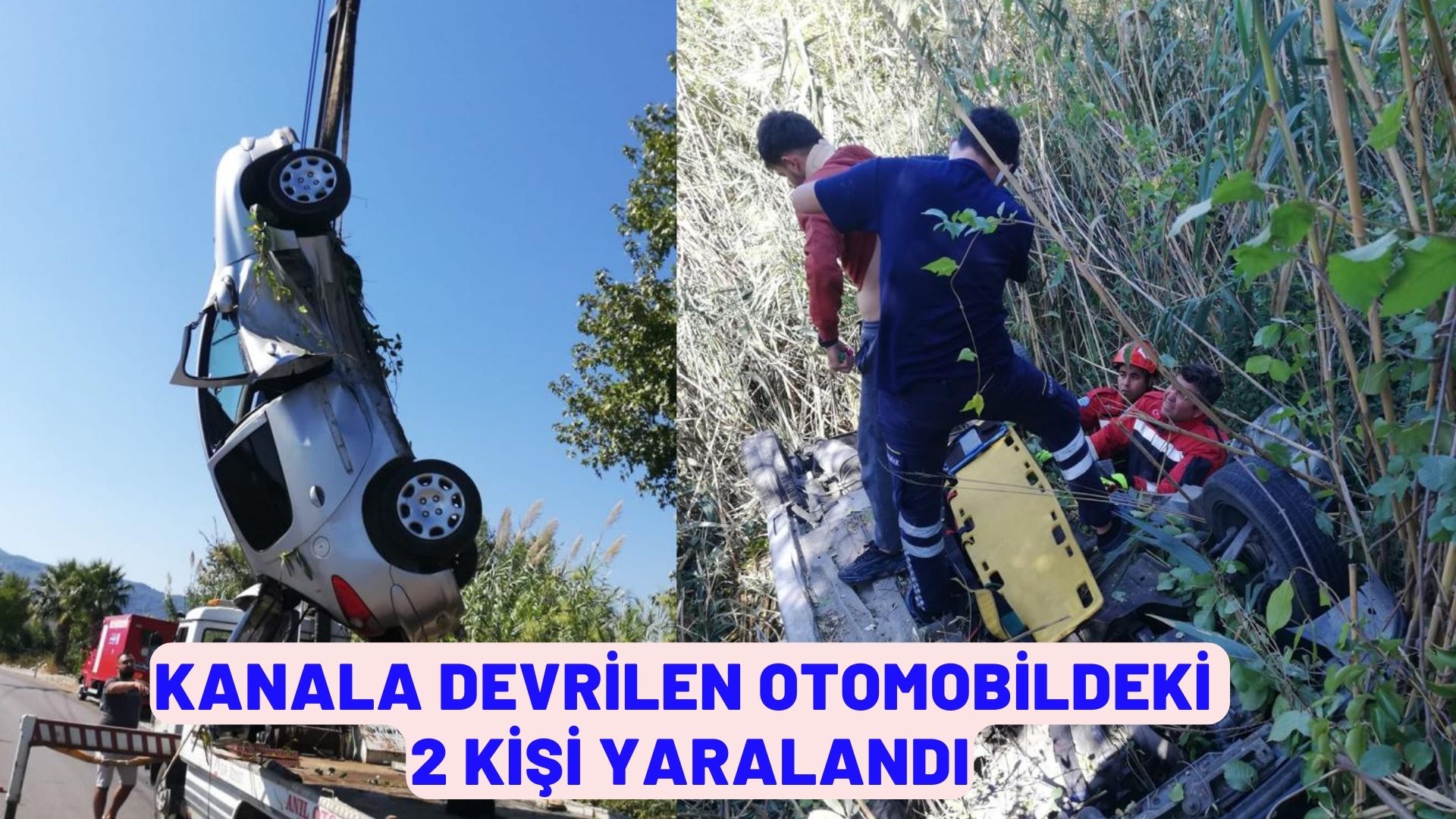 Ortaca'da kanala devrilen otomobildeki 2 kişi yaralandı