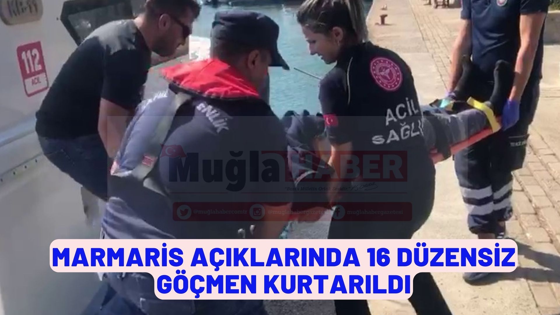 Marmaris açıklarında 16 düzensiz göçmen kurtarıldı