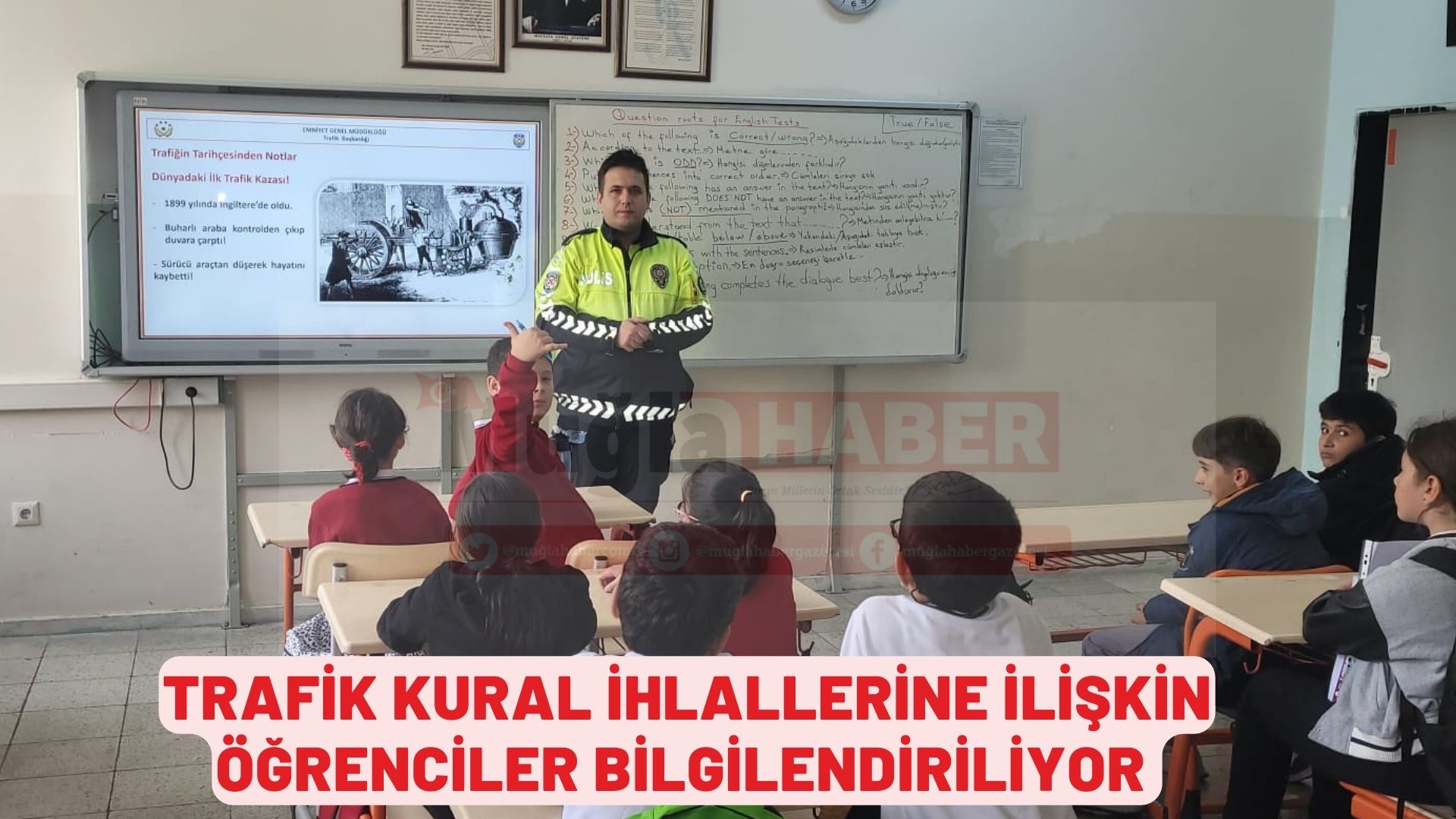 TRAFİK KURAL İHLALLERİNE İLİŞKİN ÖĞRENCİLER BİLGİLENDİRİLİYOR