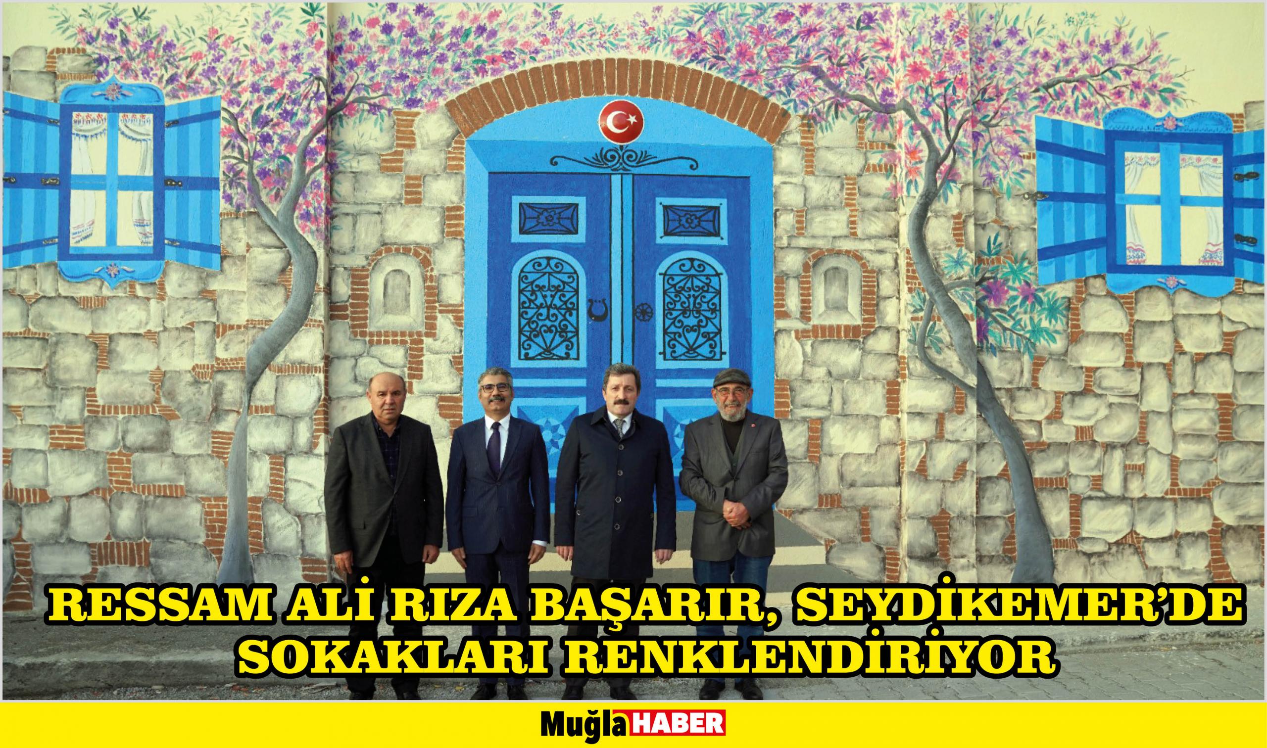 Ressam Ali Rıza Başarır, Seydikemer'de sokakları renklendiriyor