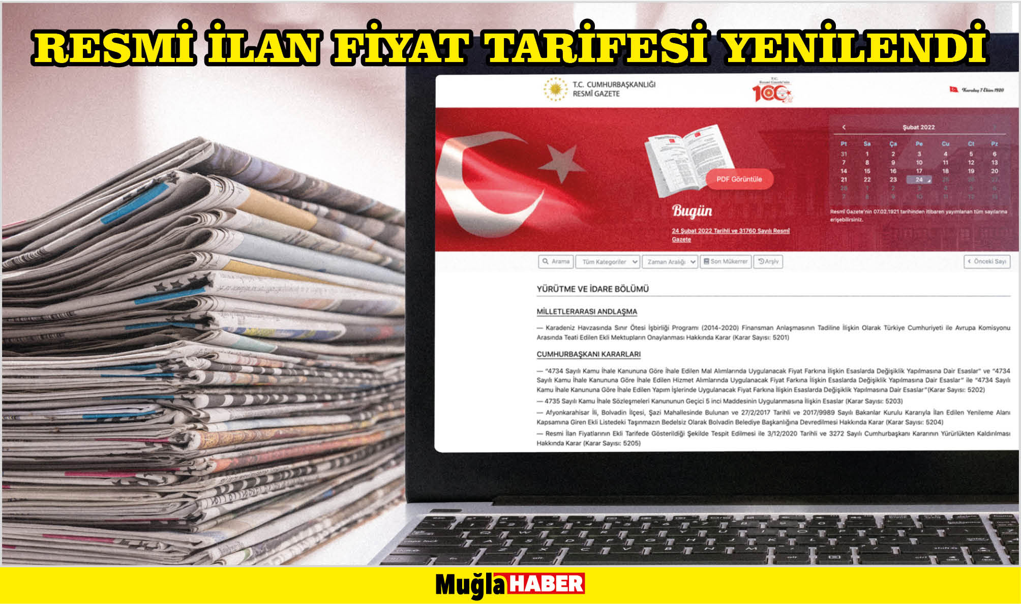 Resmi İlan Fiyat Tarifesi yenilendi