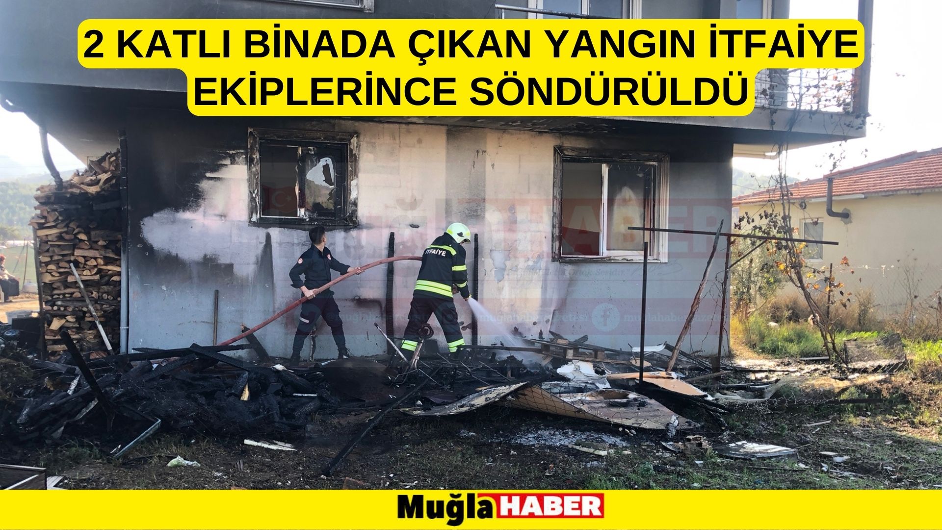 2 katlı binada çıkan yangın itfaiye ekiplerince söndürüldü