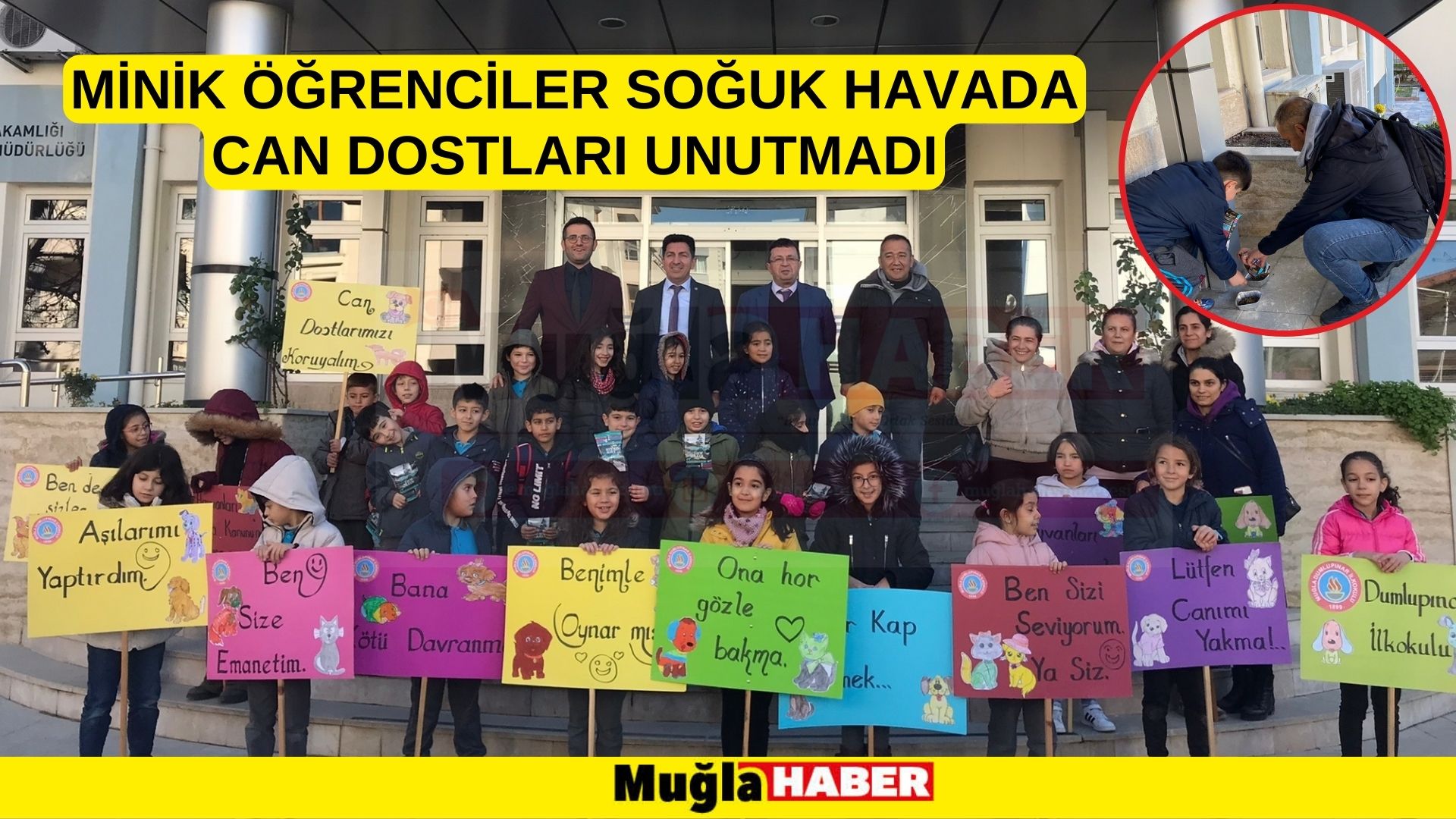 MİNİK ÖĞRENCİLER SOĞUK HAVADA CAN DOSTLARI UNUTMADI