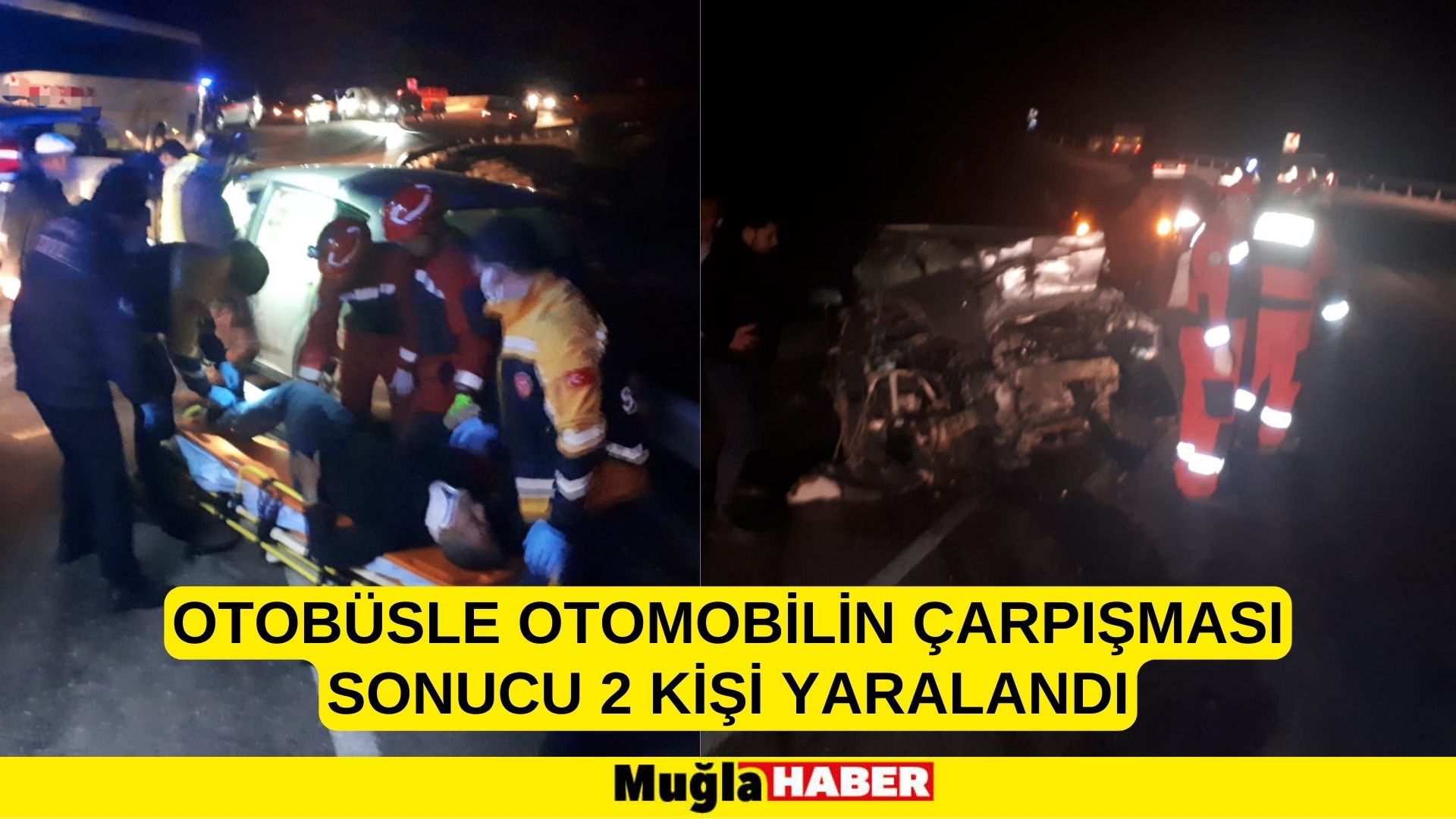 Otobüsle otomobilin çarpışması sonucu 2 kişi yaralandı