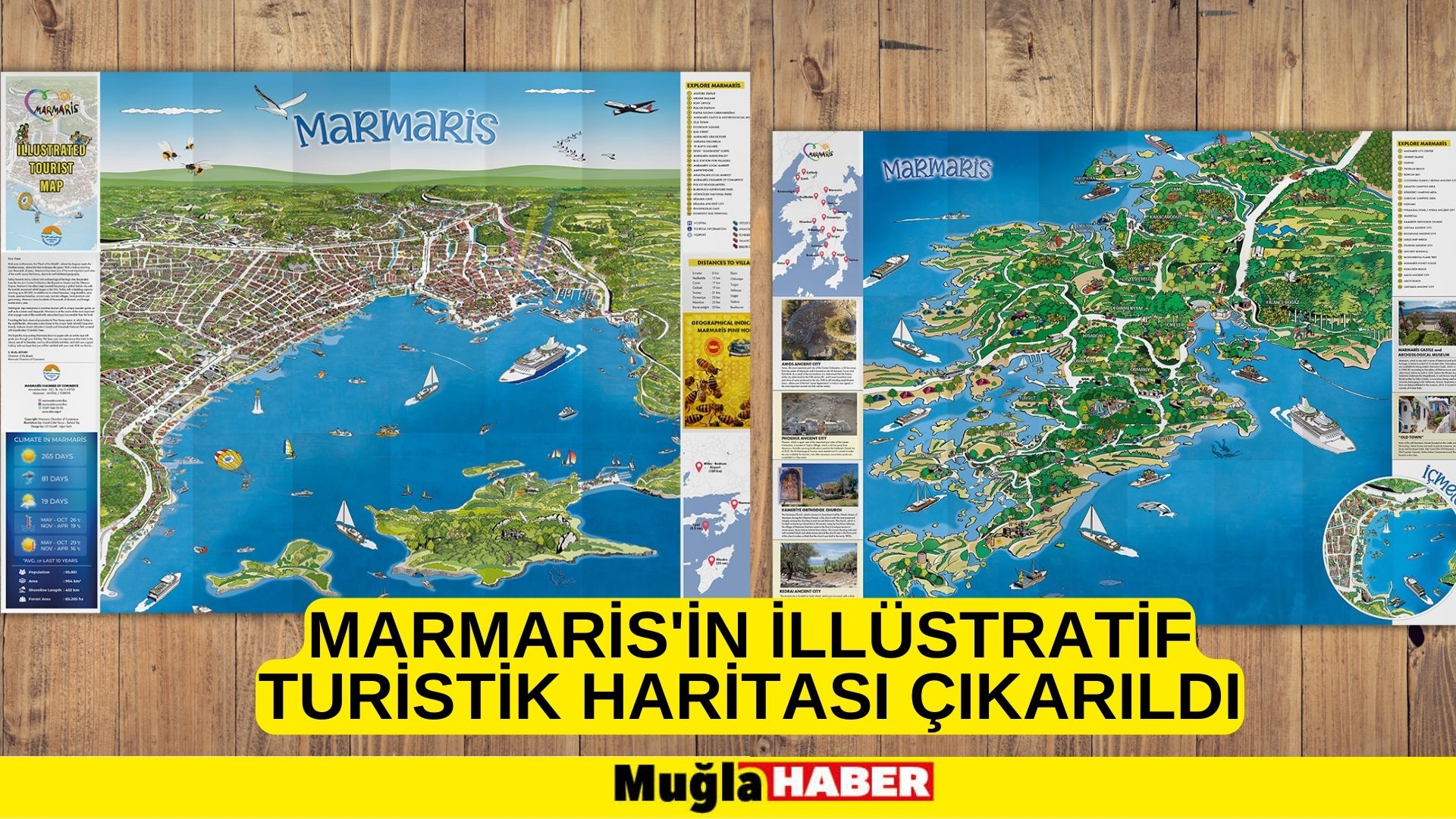 Marmaris'in illüstratif turistik haritası çıkarıldı