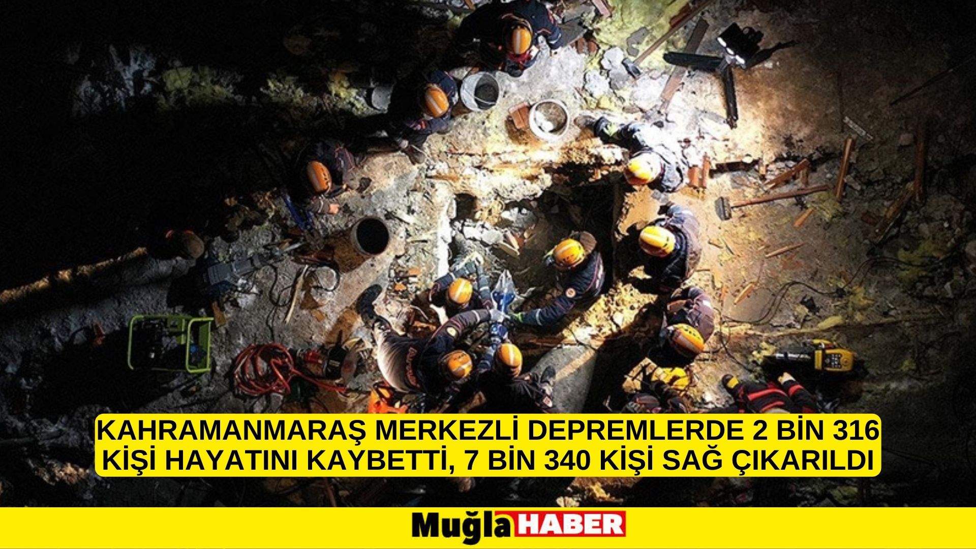 Kahramanmaraş merkezli depremlerde 2 bin 316 kişi hayatını kaybetti, 7 bin 340 kişi sağ çıkarıldı