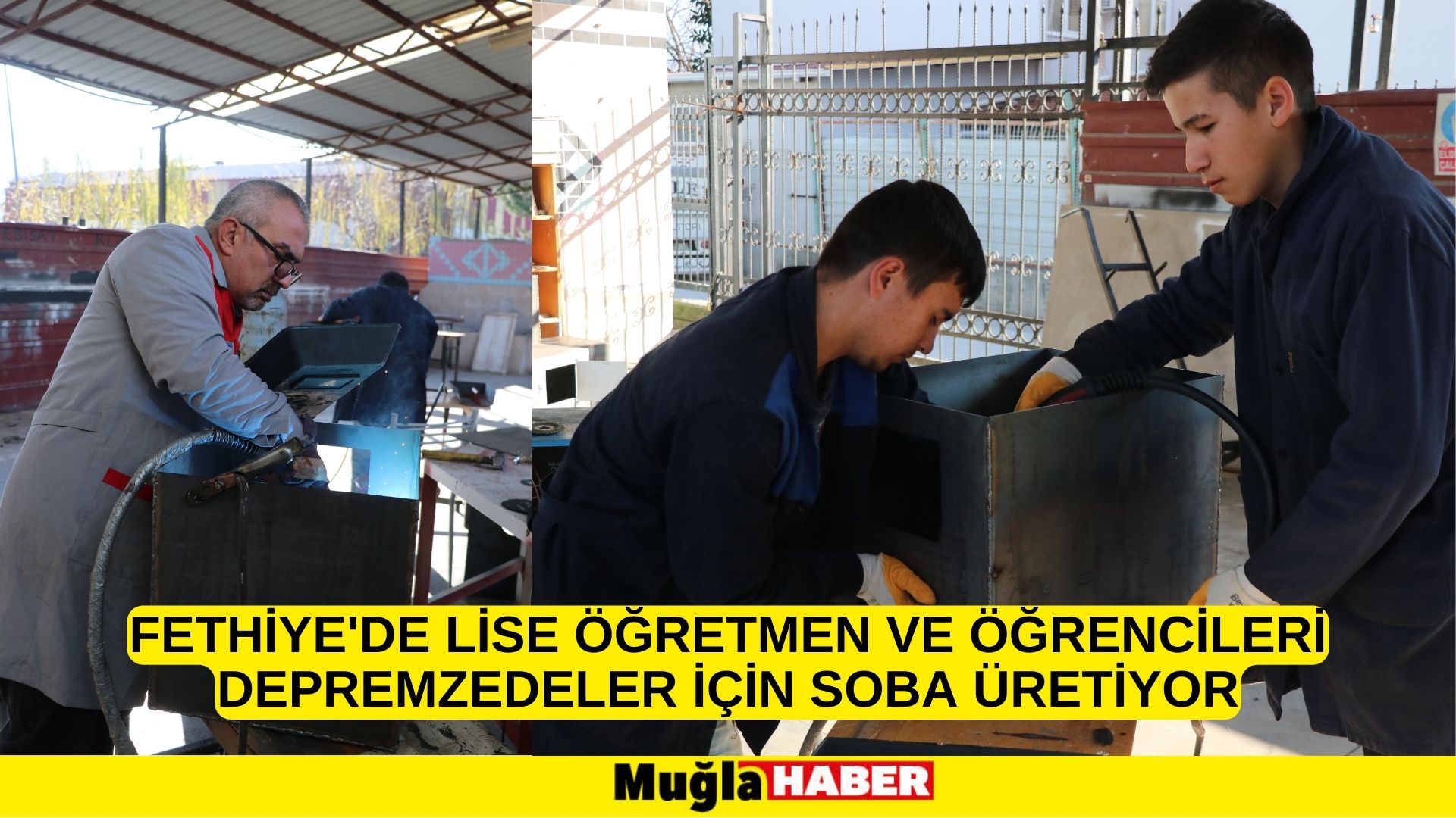 Fethiye'de lise öğretmen ve öğrencileri depremzedeler için soba üretiyor