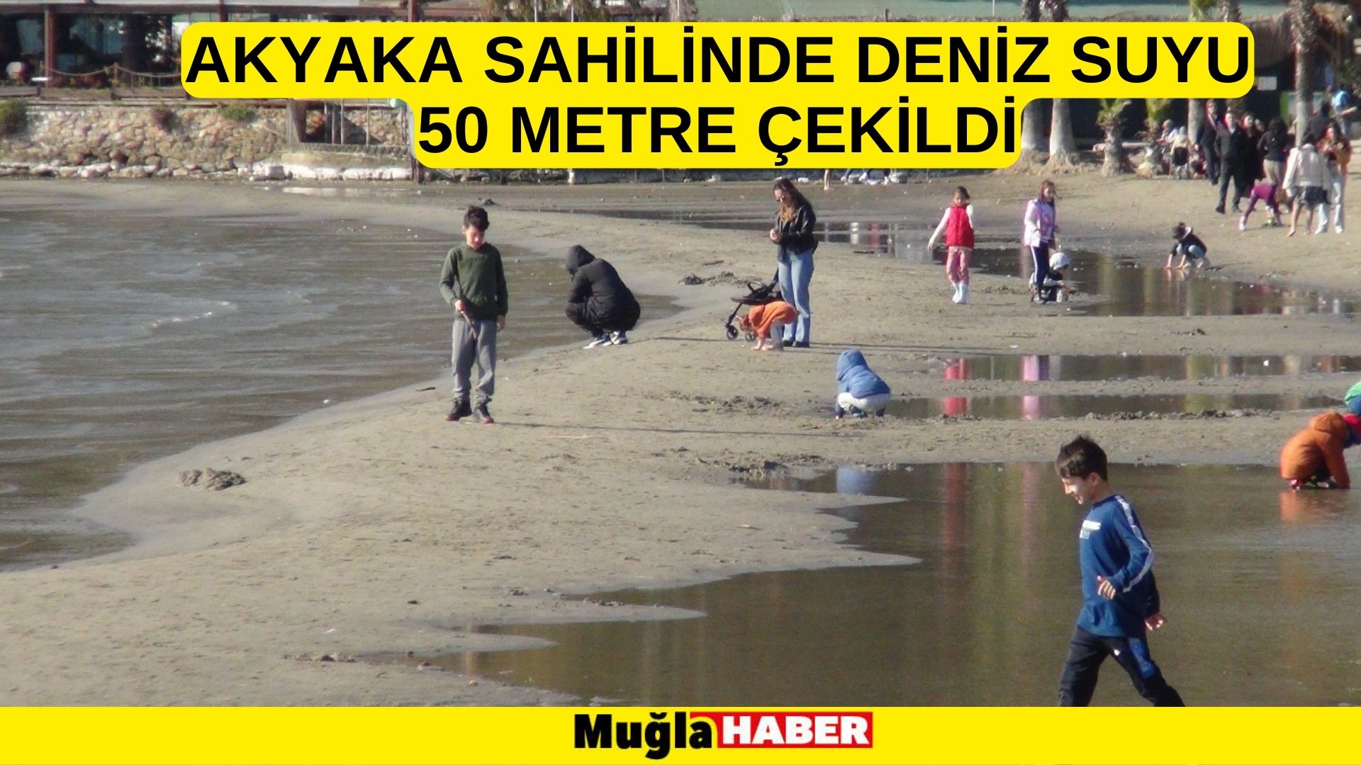 Muğla'nın Akyaka sahilinde deniz suyu 50 metre çekildi