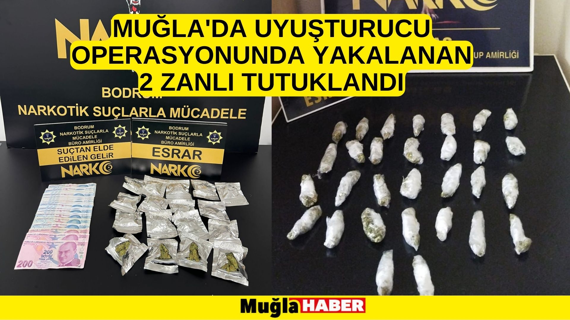 Muğla'da uyuşturucu operasyonunda yakalanan 2 zanlı tutuklandı