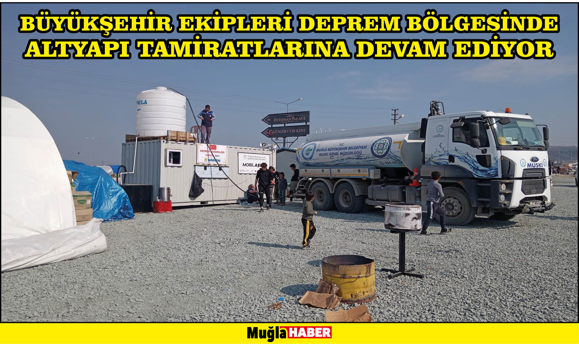 BÜYÜKŞEHİR EKİPLERİ DEPREM BÖLGESİNDE ALTYAPI TAMİRATLARINA DEVAM EDİYOR