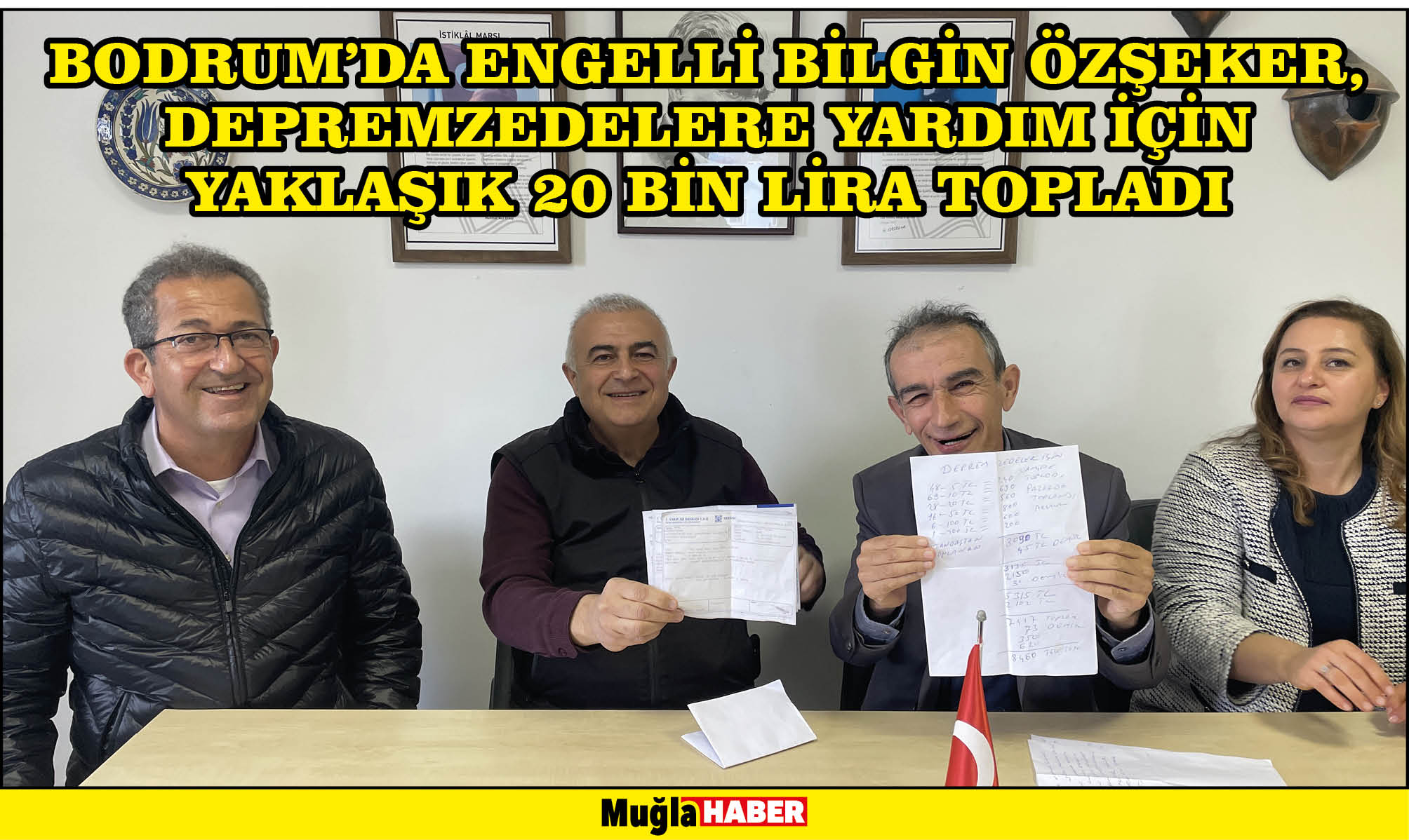 Bodrum'da engelli Bilgin Özşeker, depremzedelere yardım için yaklaşık 20 bin lira topladı