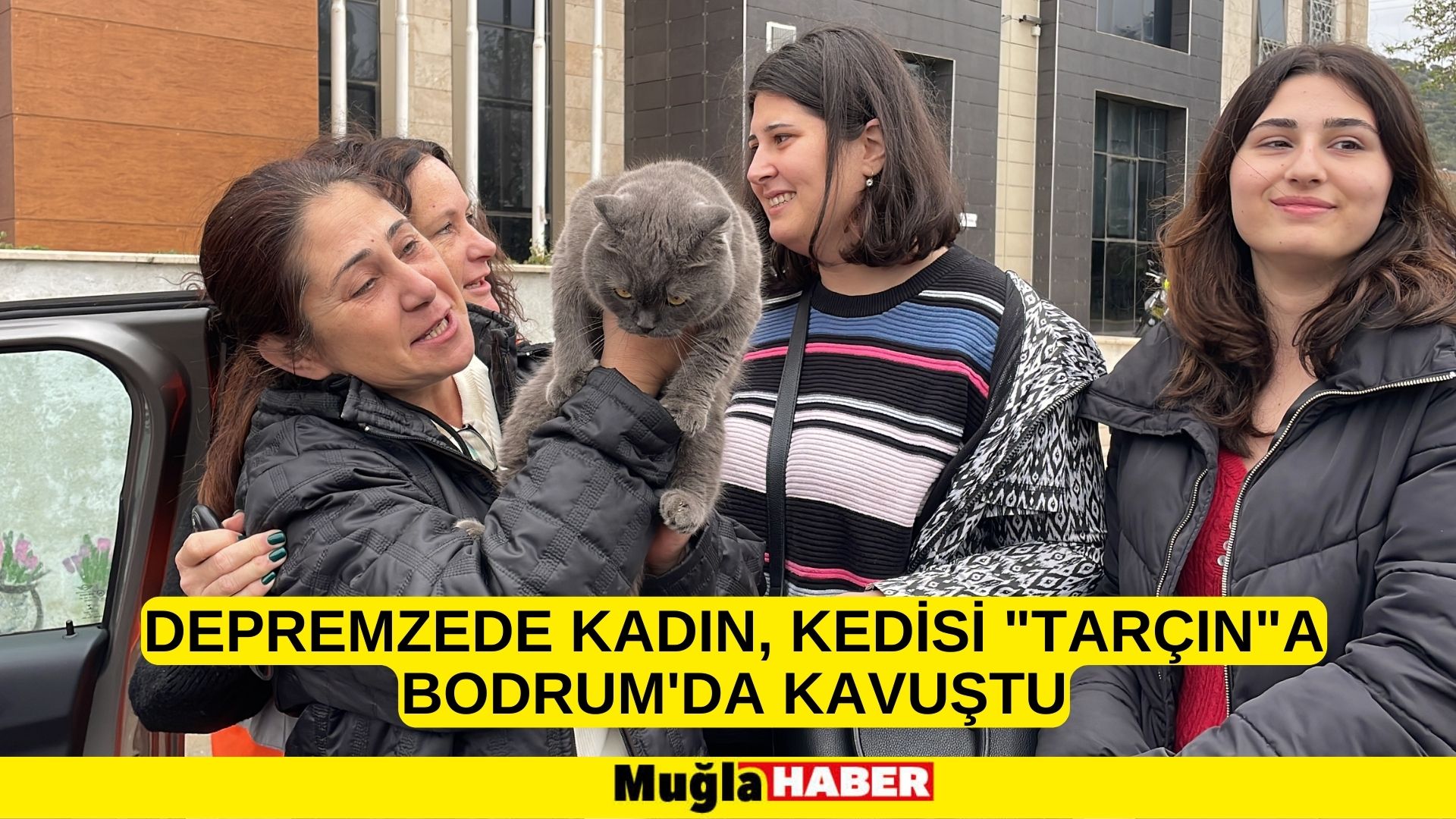 Depremzede kadın, kedisi "Tarçın"a Bodrum'da kavuştu