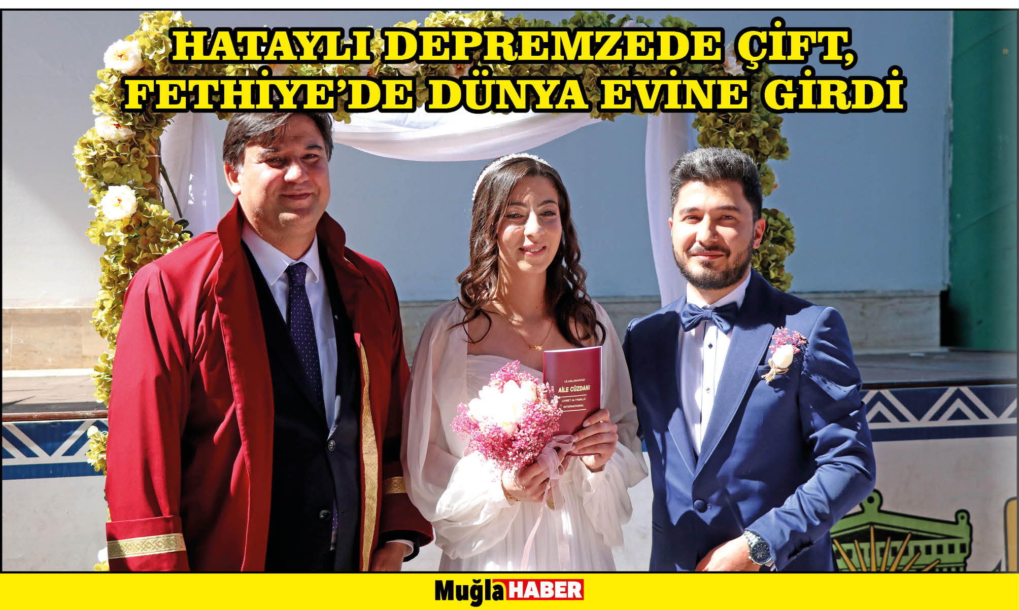 Hataylı depremzede çift, Fethiye'de dünyaevine girdi