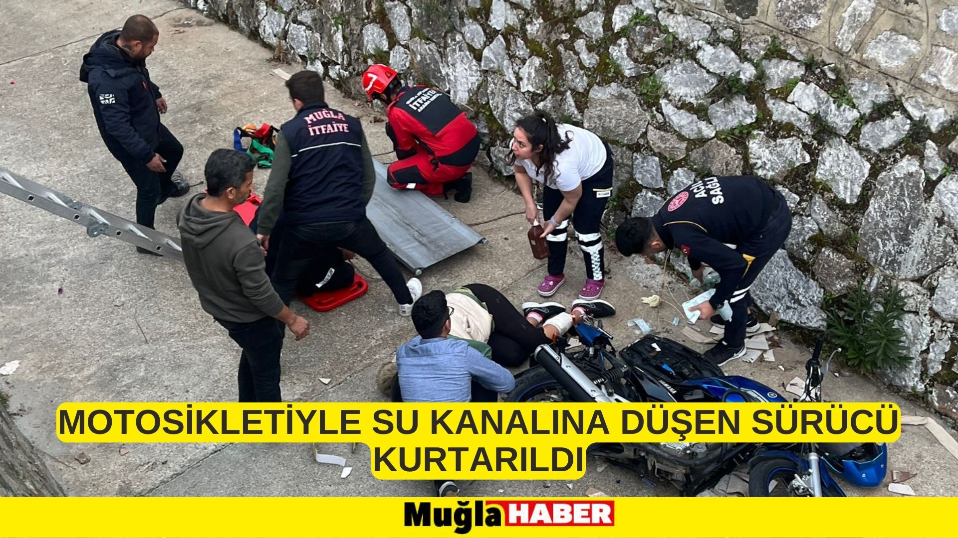 Muğla'da motosikletiyle su kanalına düşen sürücü kurtarıldı