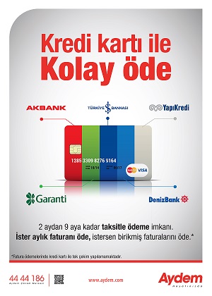 AYDEM’den Kredi Kartı ile Ödeme kolaylığı