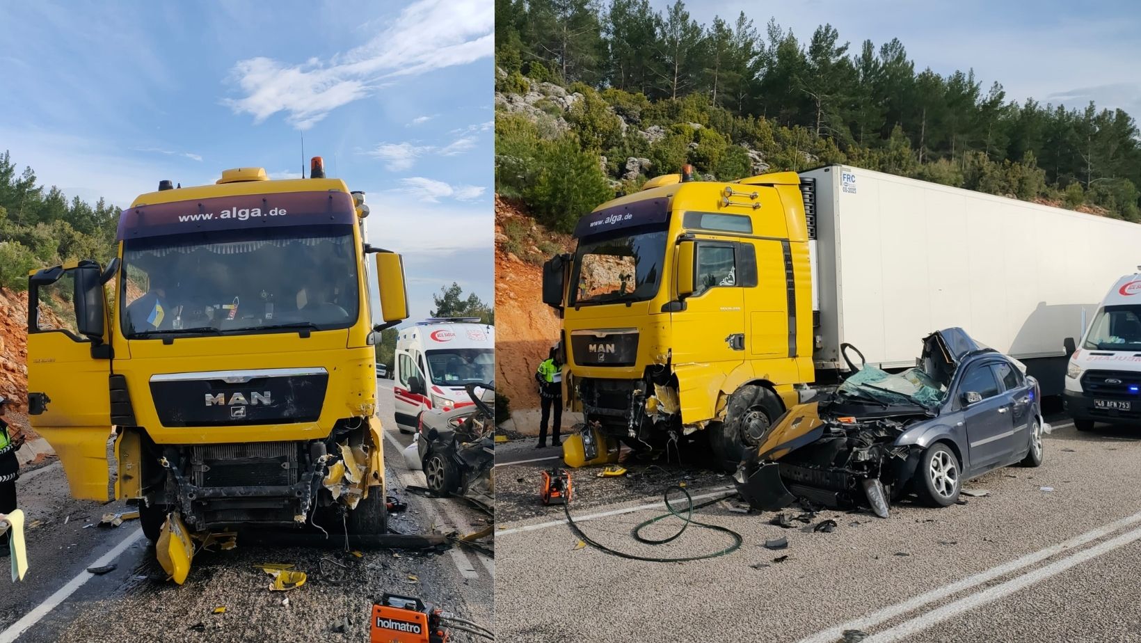 SEYDİKEMER'DE TIR İLE OTOMOBİL ÇARPIŞTI: 1 ÖLÜ, 2 YARALI