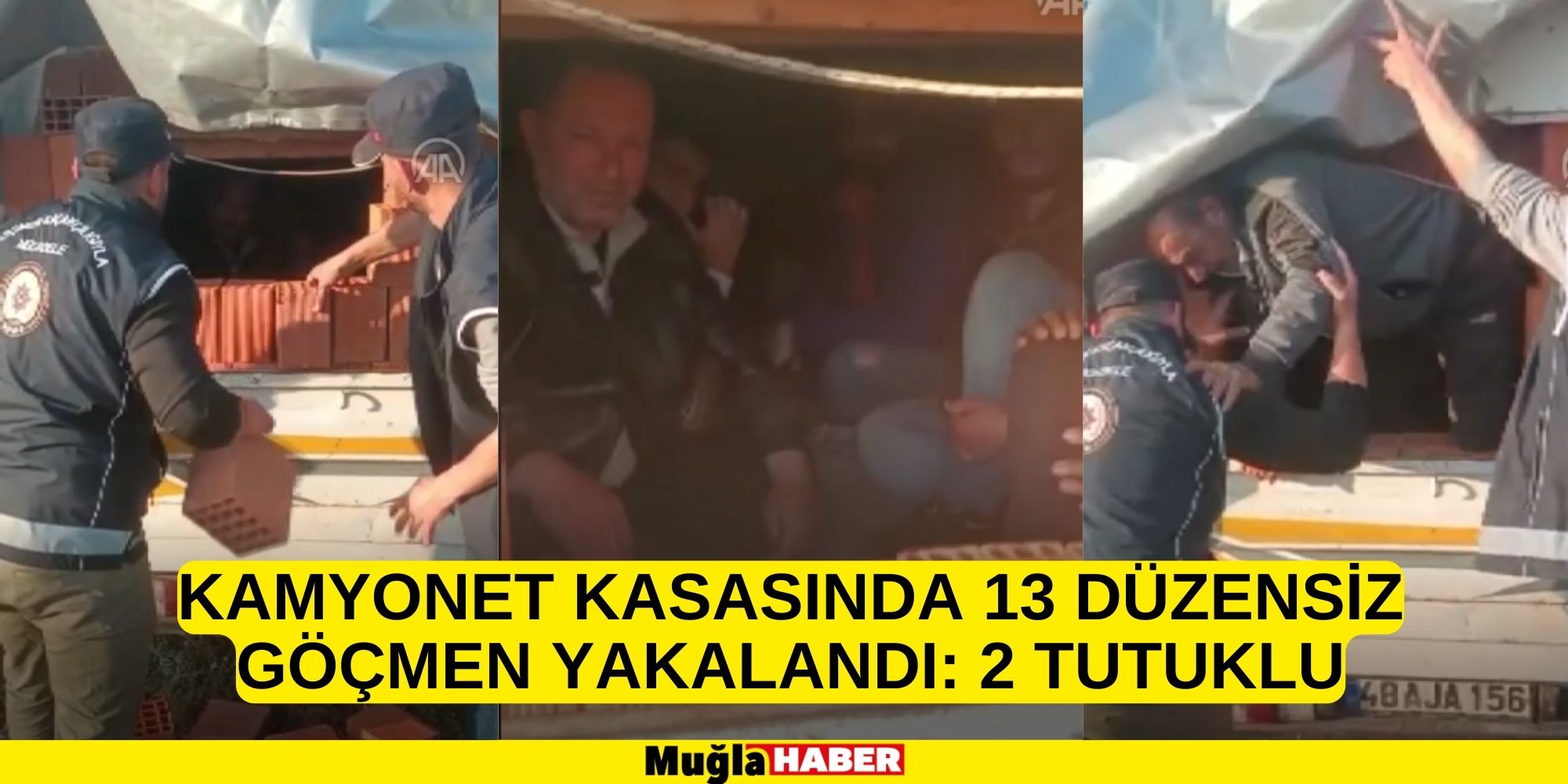 MUĞLA'DA KAMYONET KASASINDA 13 DÜZENSİZ GÖÇMEN YAKALANDI: 2 TUTUKLU