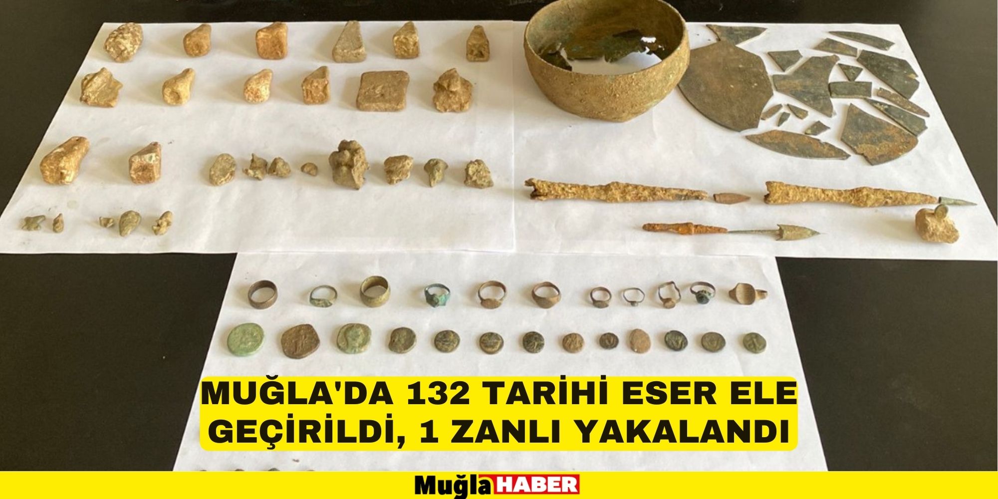 Muğla'da 132 tarihi eser ele geçirildi, 1 zanlı yakalandı