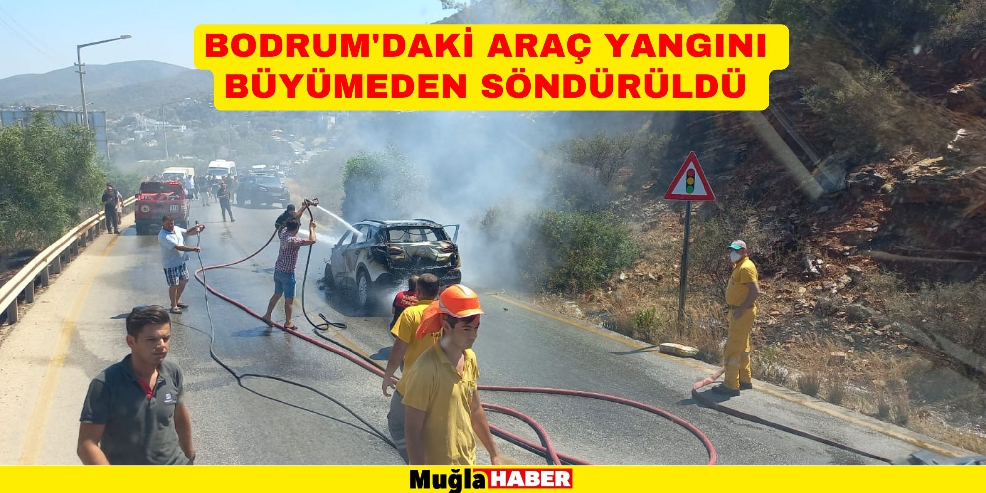 BODRUM'DAKİ ARAÇ YANGINI BÜYÜMEDEN SÖNDÜRÜLDÜ