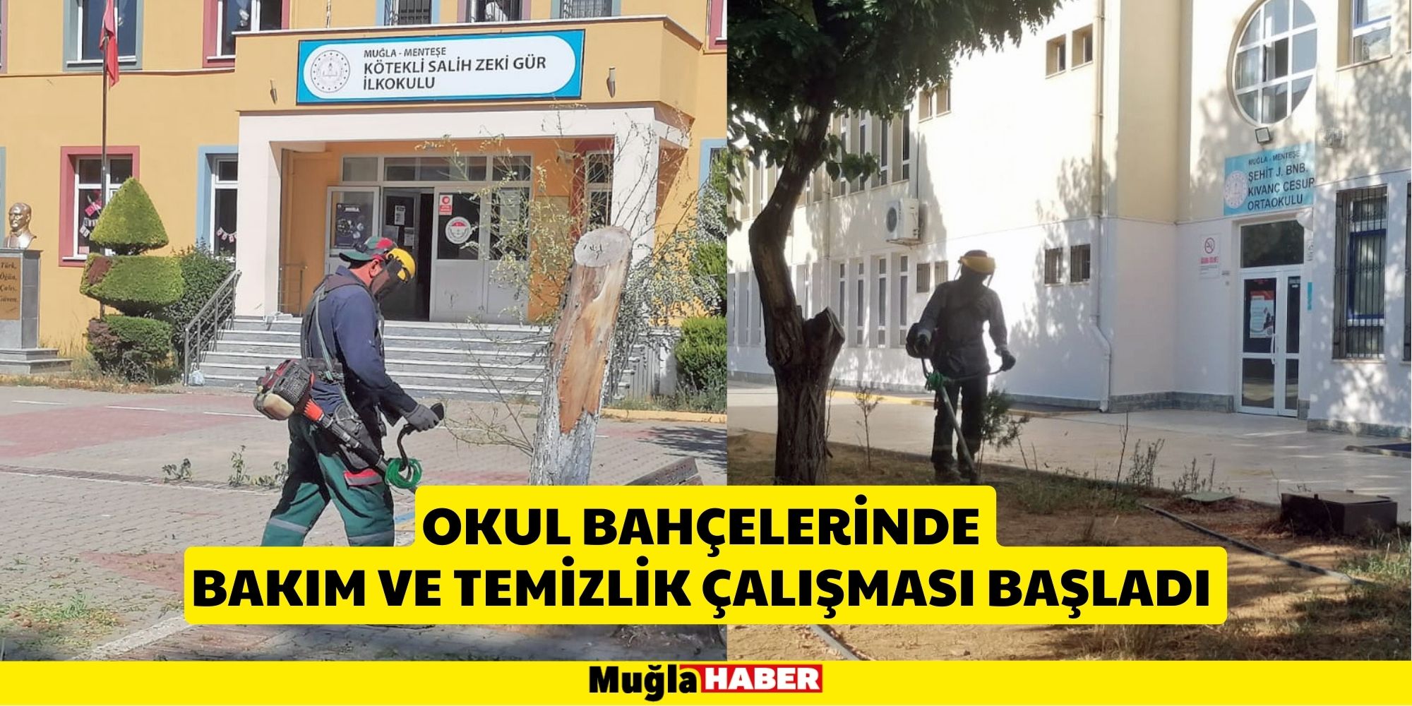 OKUL BAHÇELERİNDE BAKIM VE TEMİZLİK ÇALIŞMASI BAŞLADI