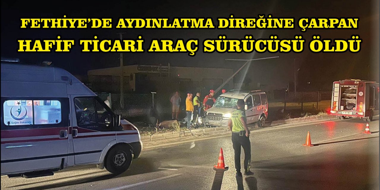 MUĞLA'DA AYDINLATMA DİREĞİNE ÇARPAN HAFİF TİCARİ ARAÇ SÜRÜCÜSÜ ÖLDÜ